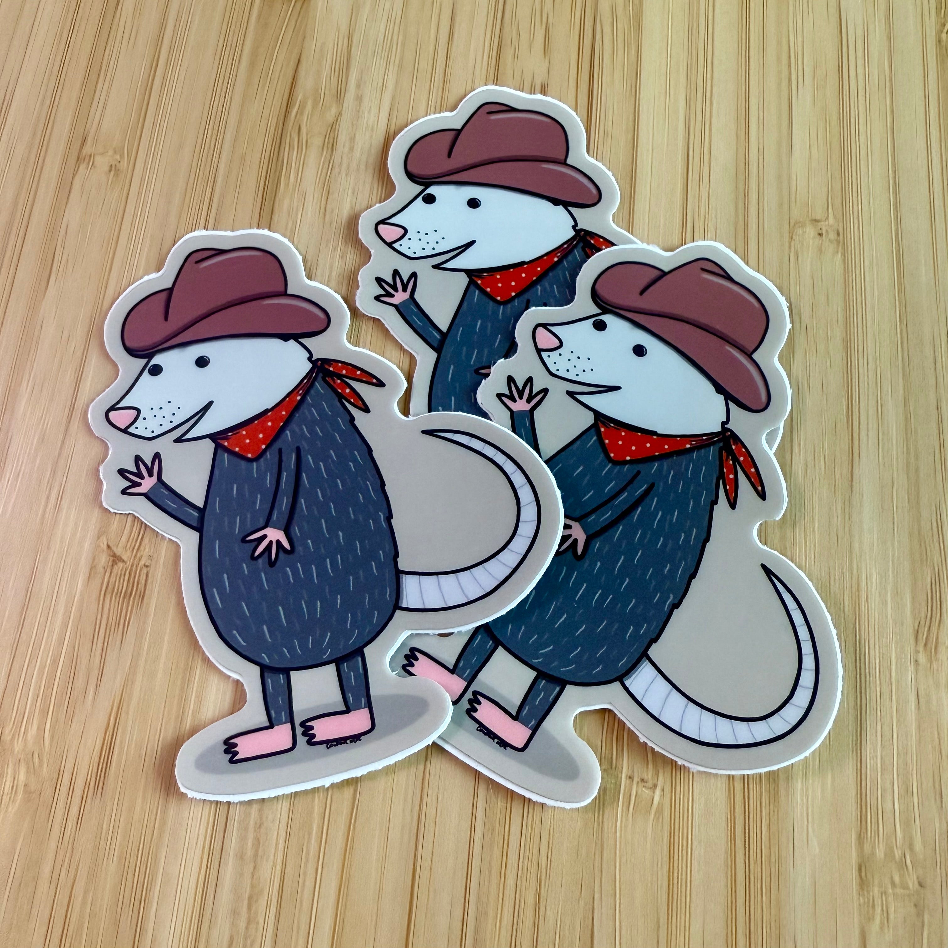Cowboy Opossum Sticker