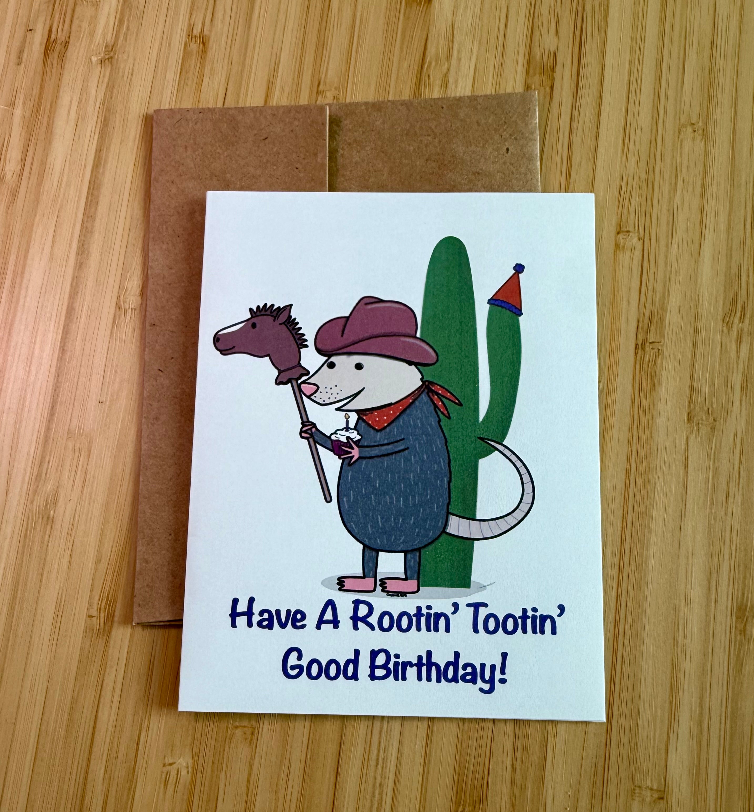 Rootin’ Tootin’ Opossum Card