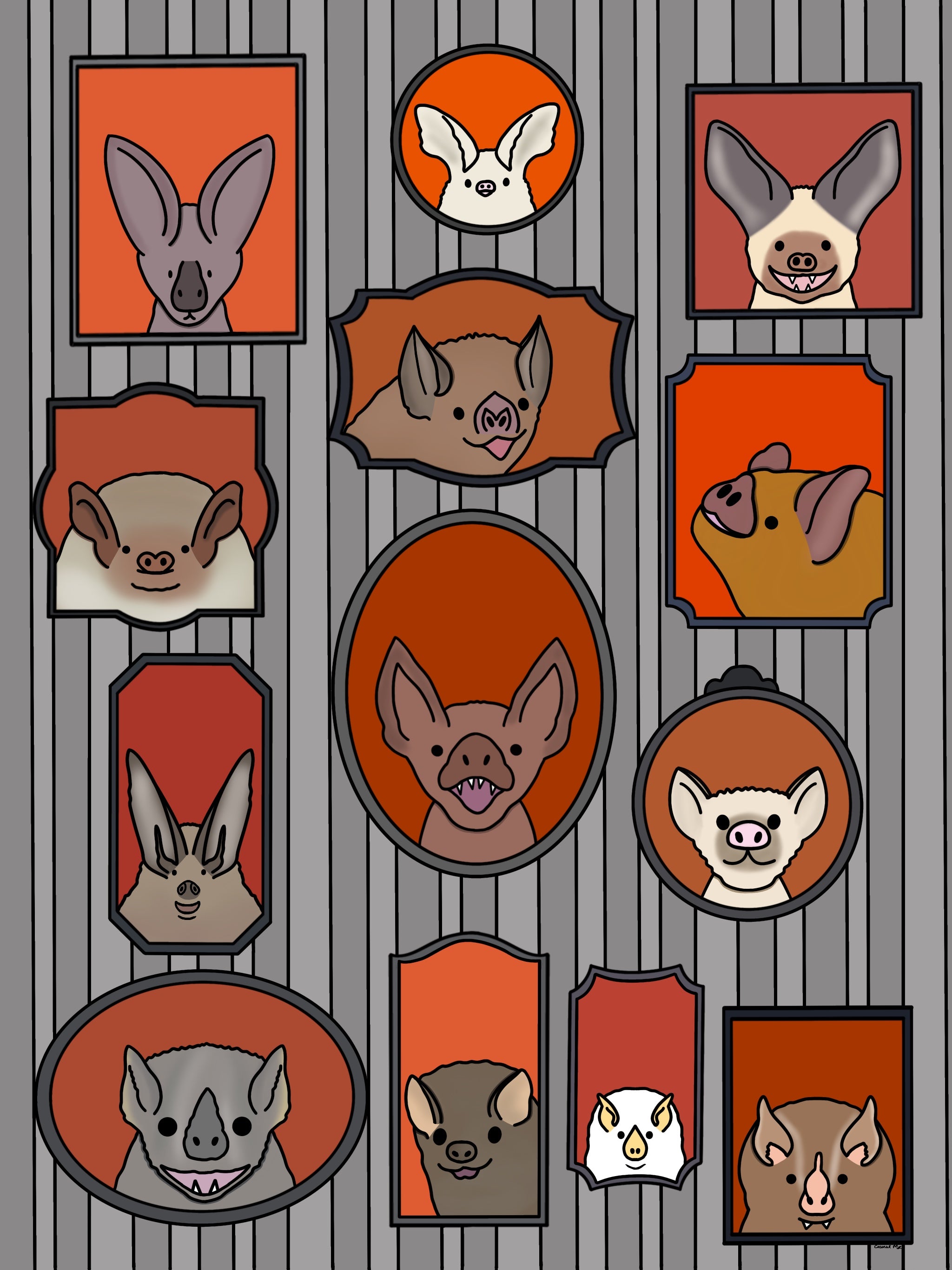 Bat portraits print