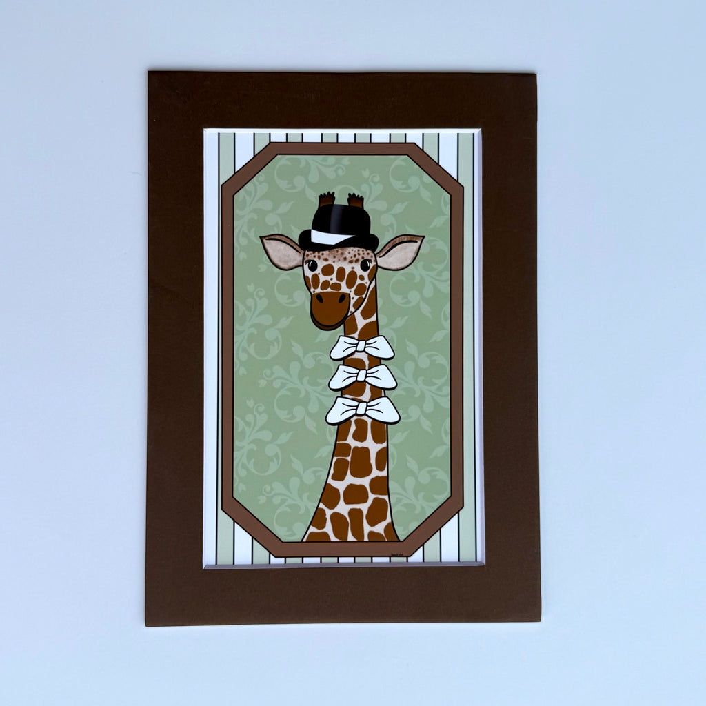 Mini Matted Victorian Giraffe Print