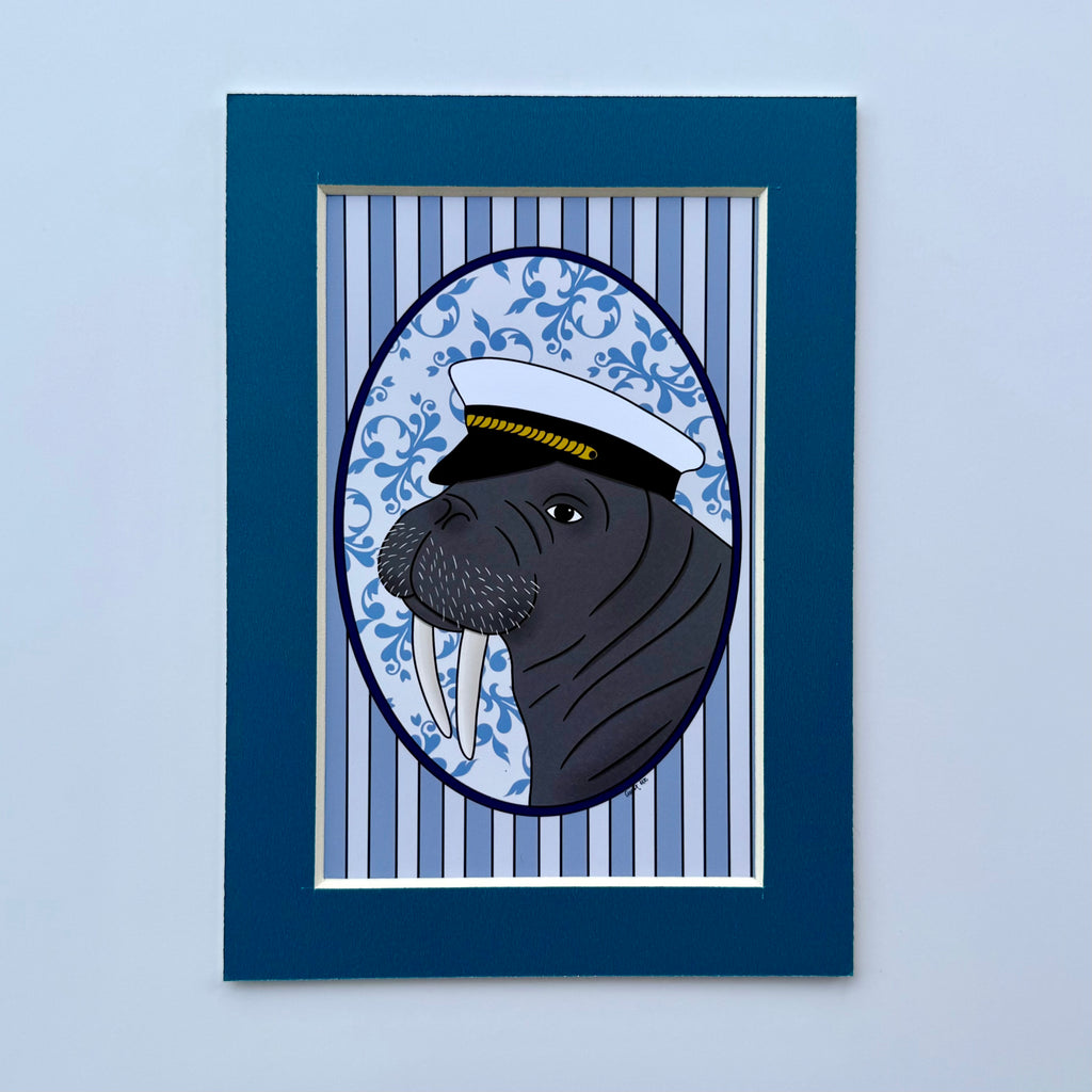 Mini Matted Victorian Walrus Print