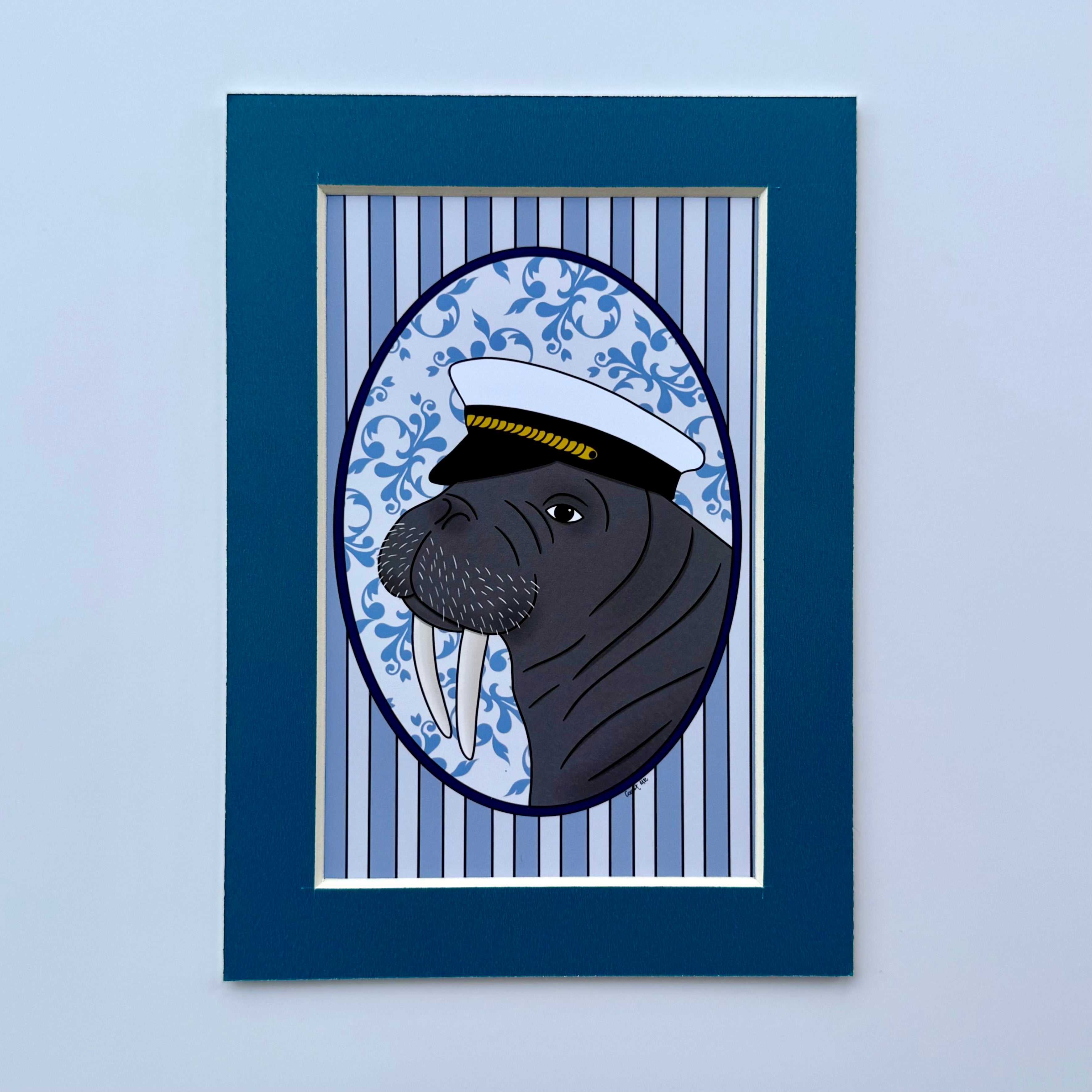 Mini Matted Victorian Walrus Print