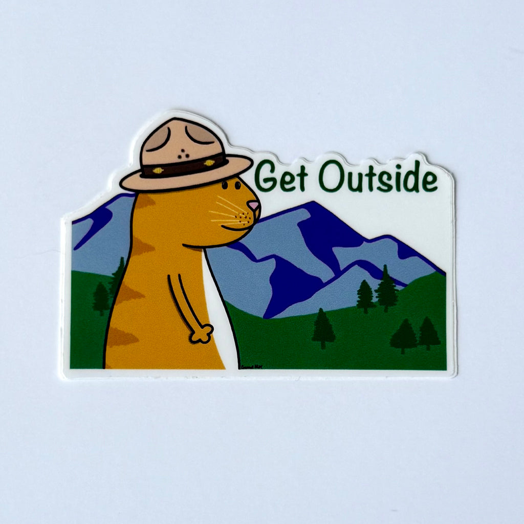 Get Outside Cat Sticker
