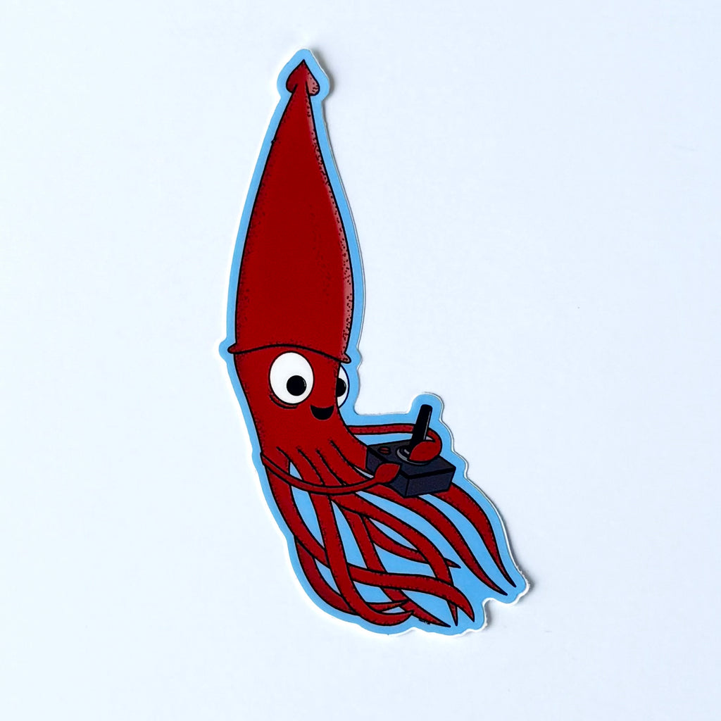 Squid with joy stick sticker
