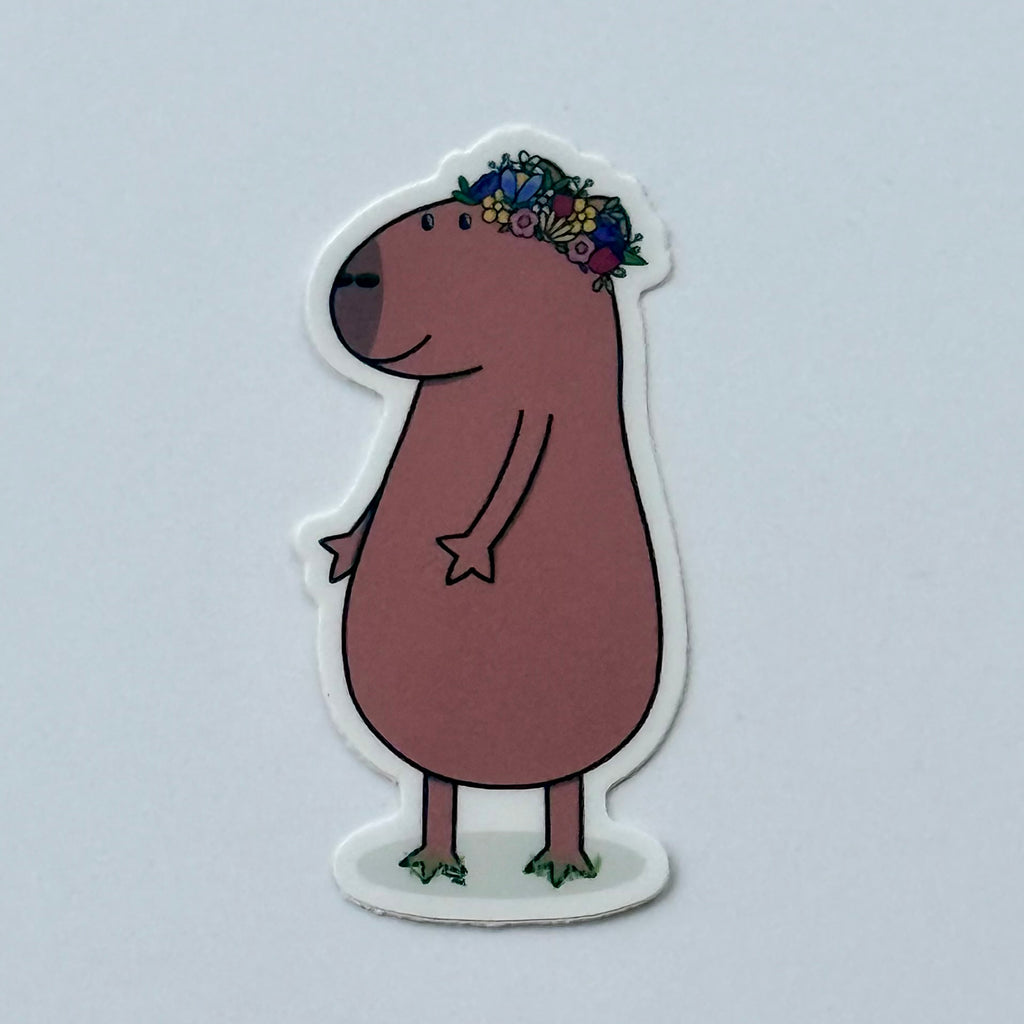 Flower Crown Capybara Sticker