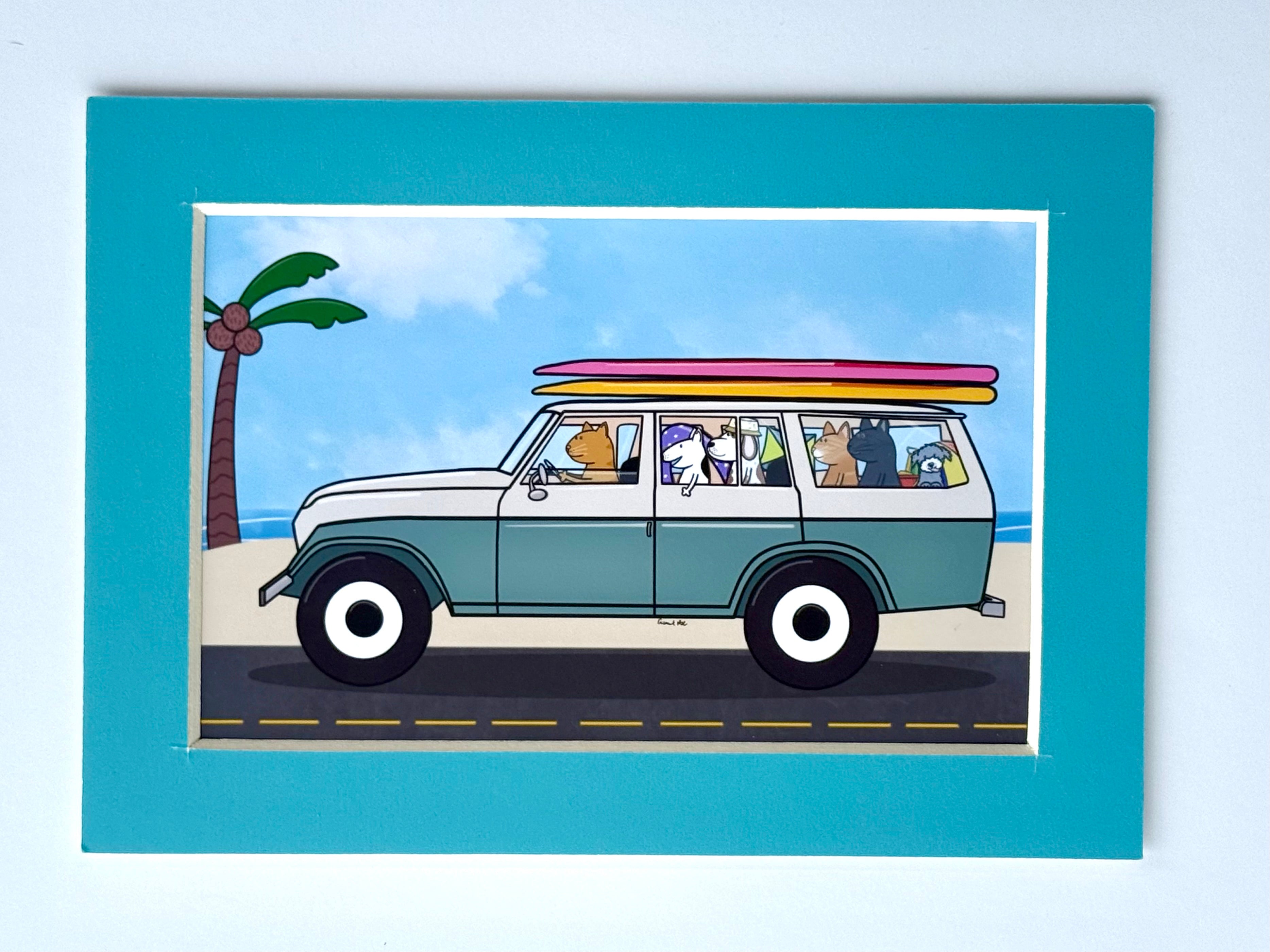 Mini Matted Beach Gang Print