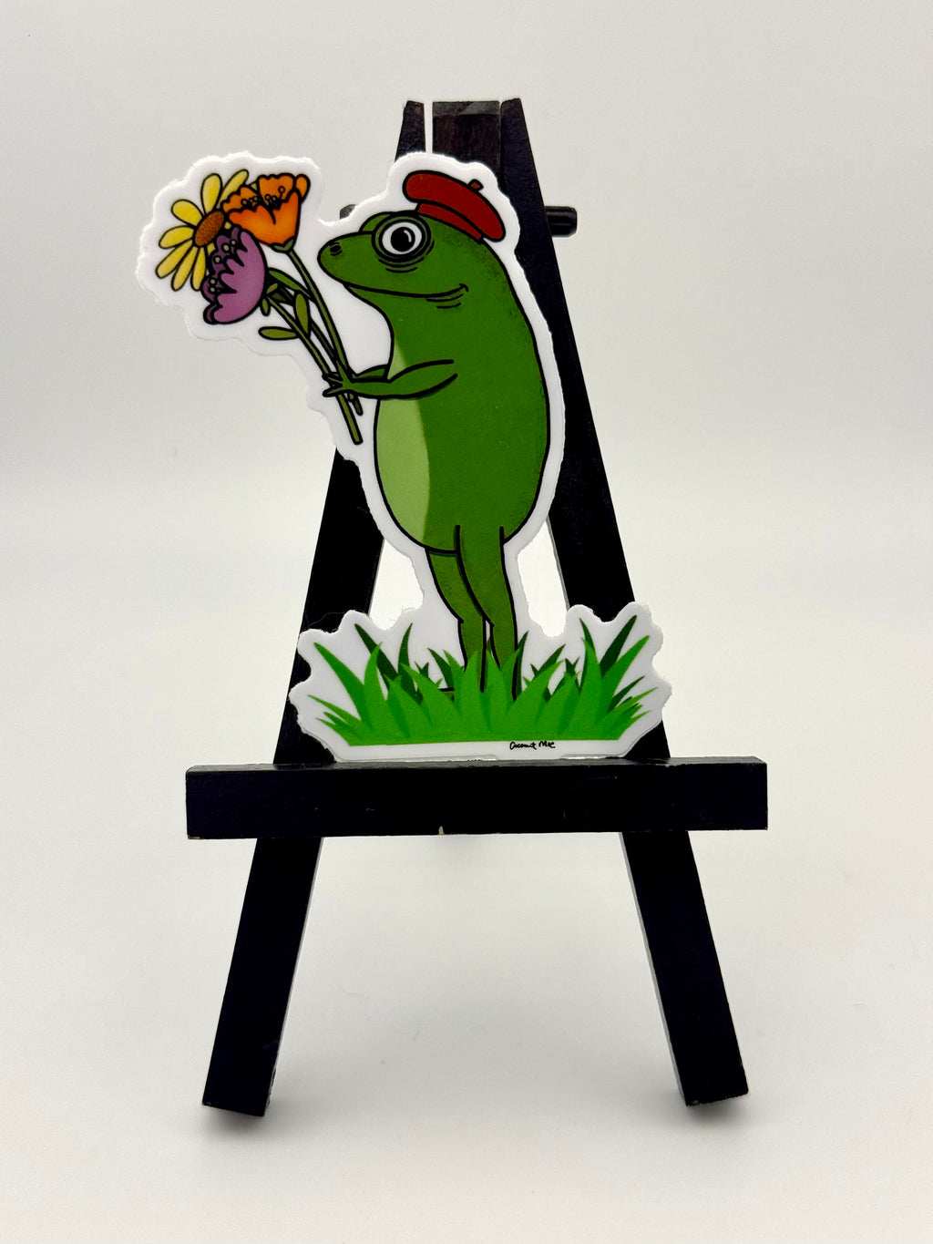 French Frog with flowers sticker