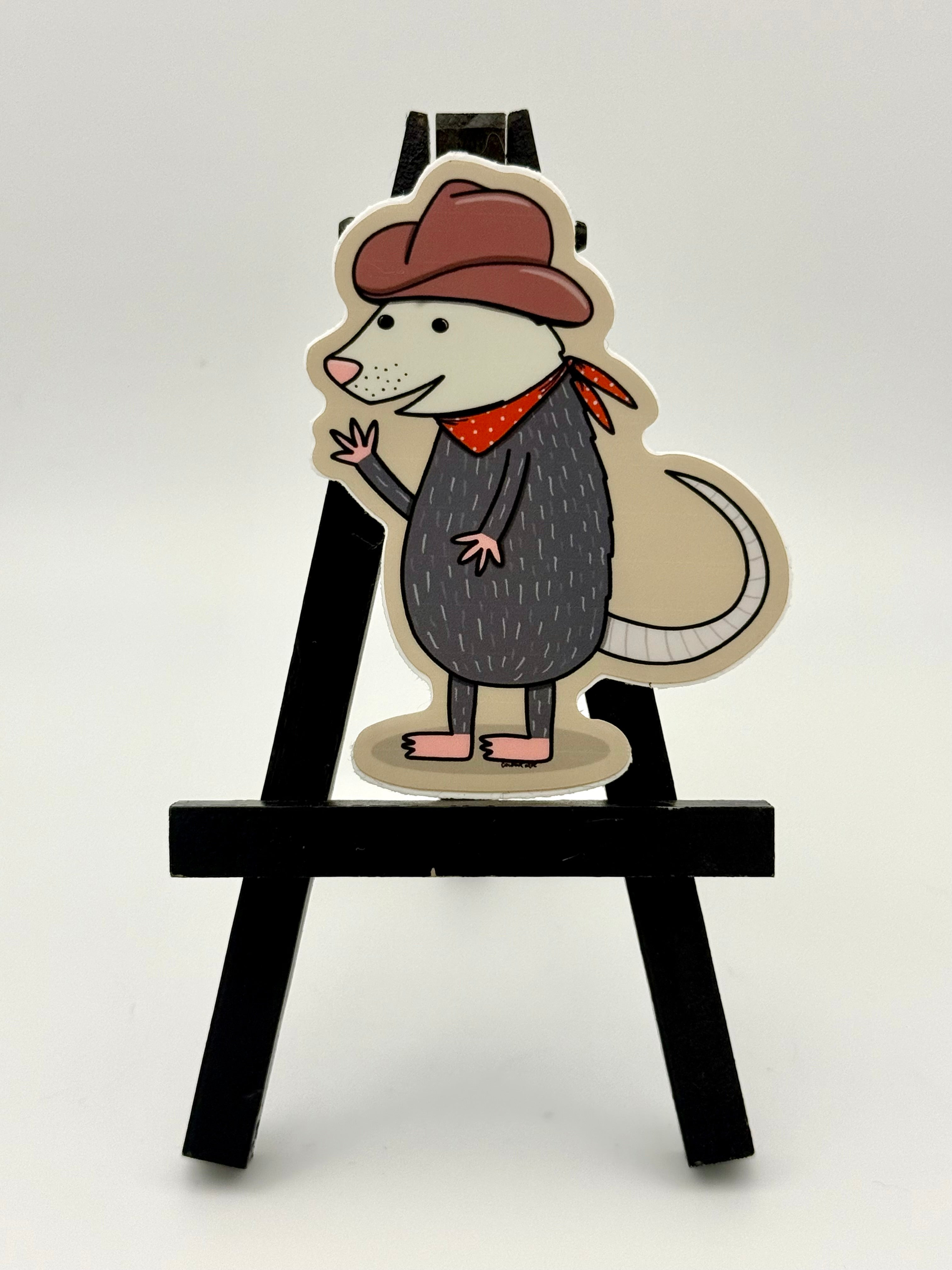 Cowboy Opossum Sticker