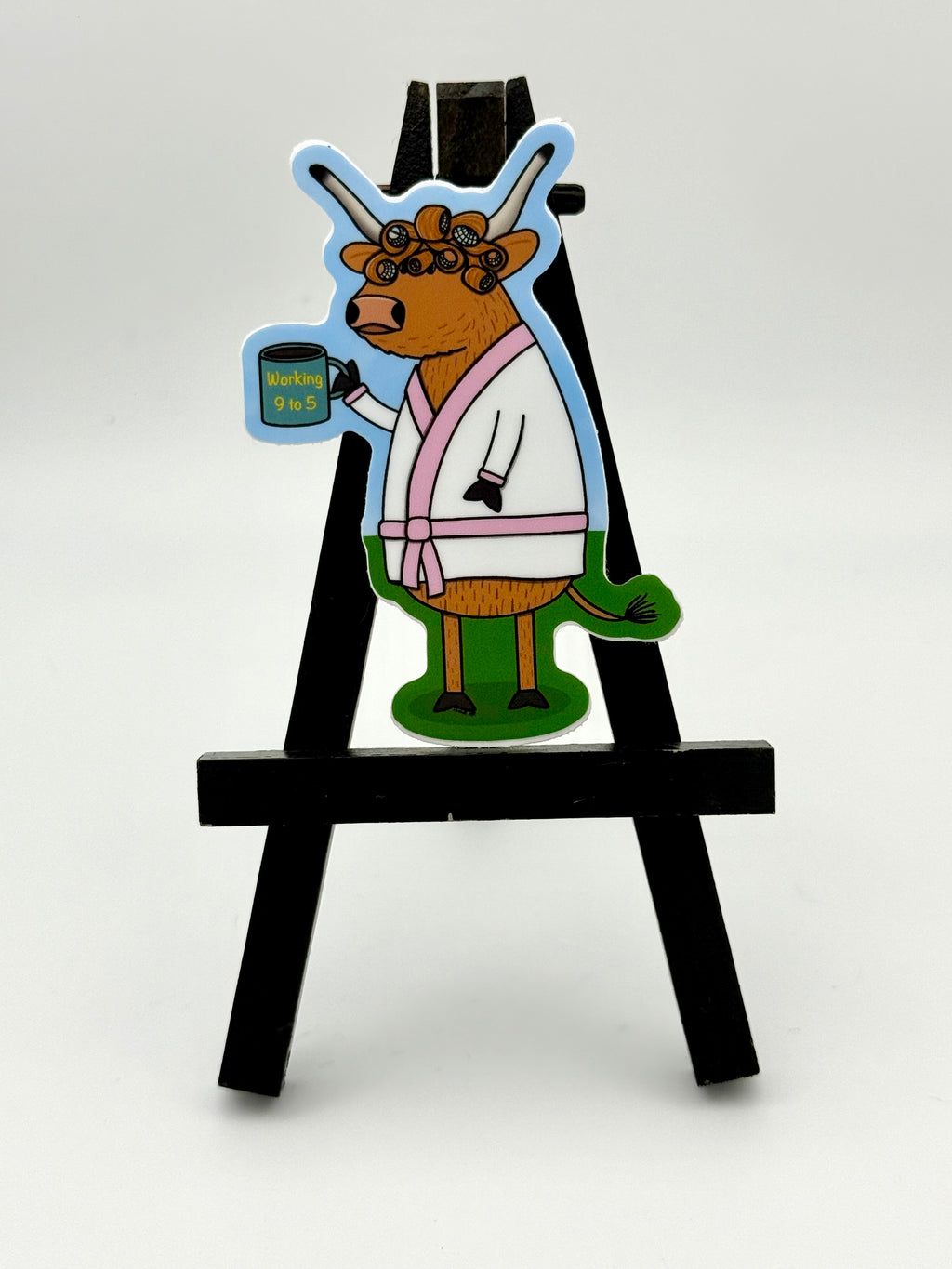 Highland Cow in rollers Sticker