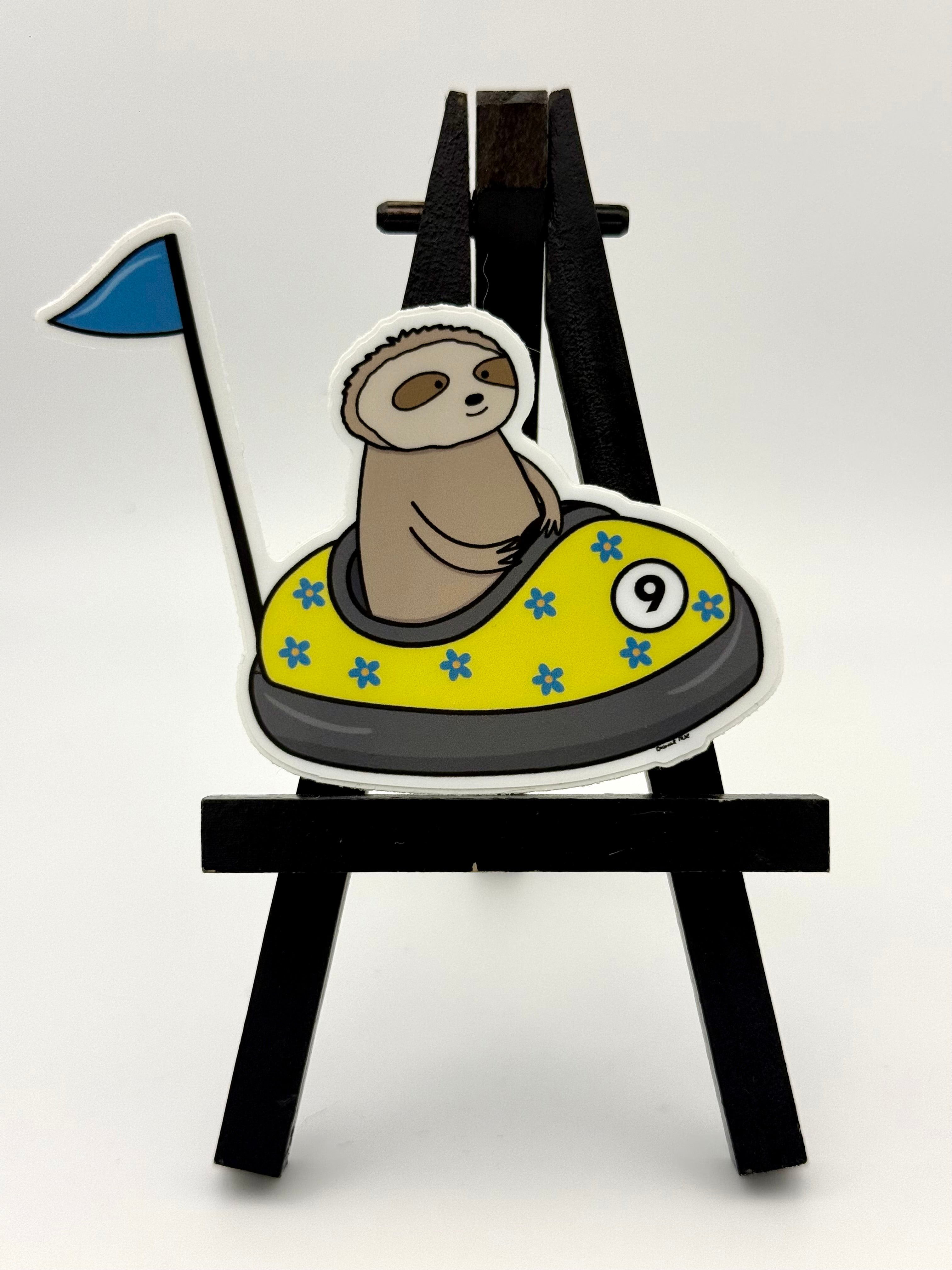 Sloth bumper car Sticker