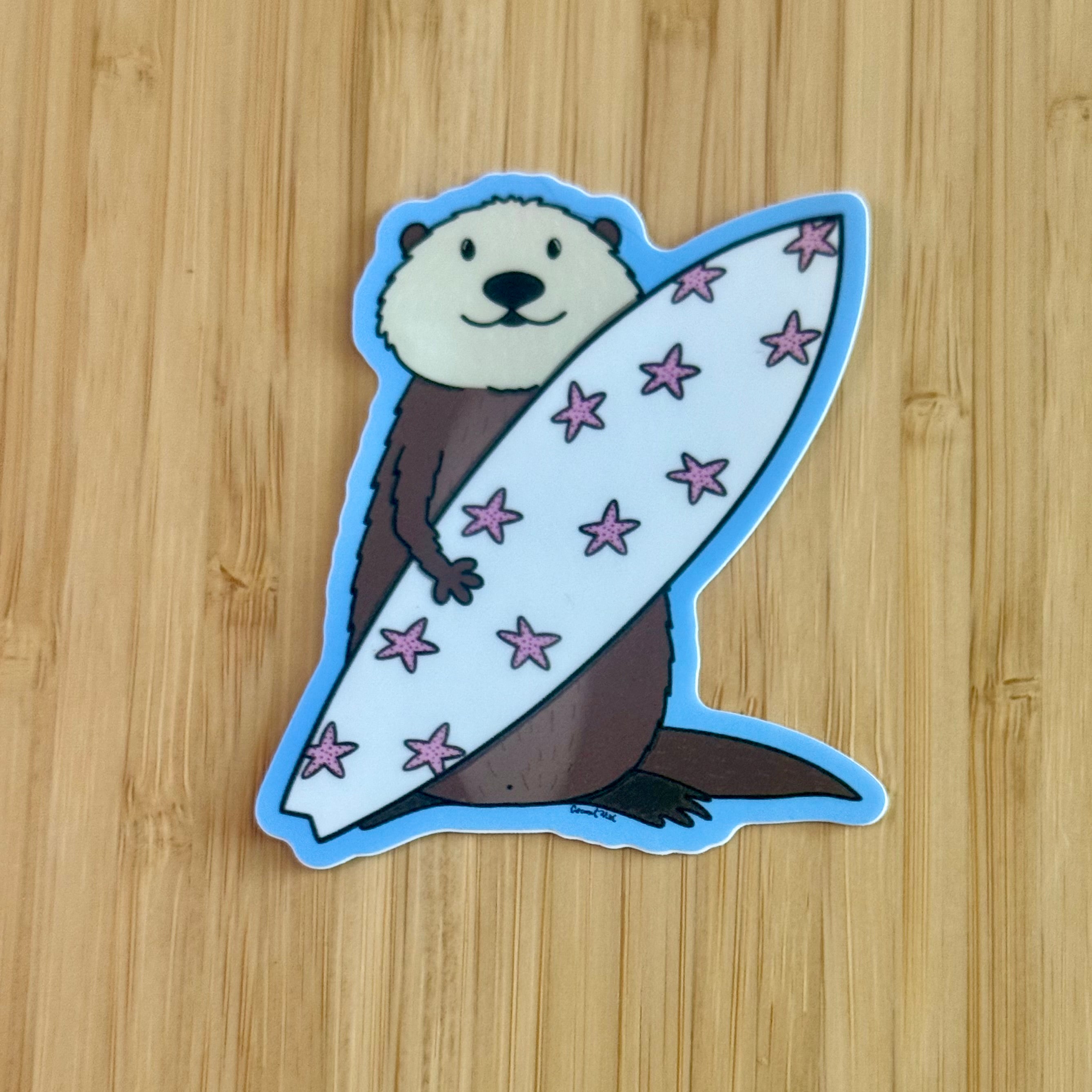 Surfing Otter sticker