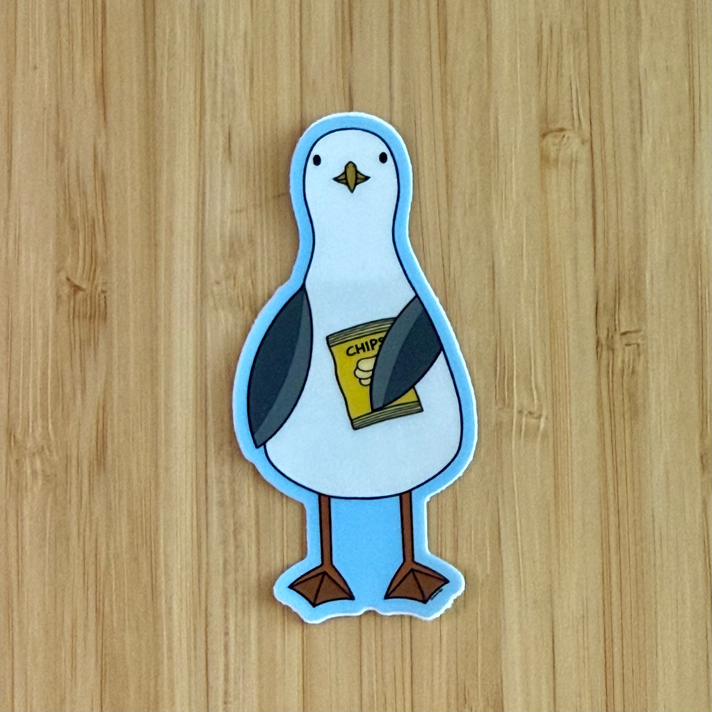 Seagull with chips sticker
