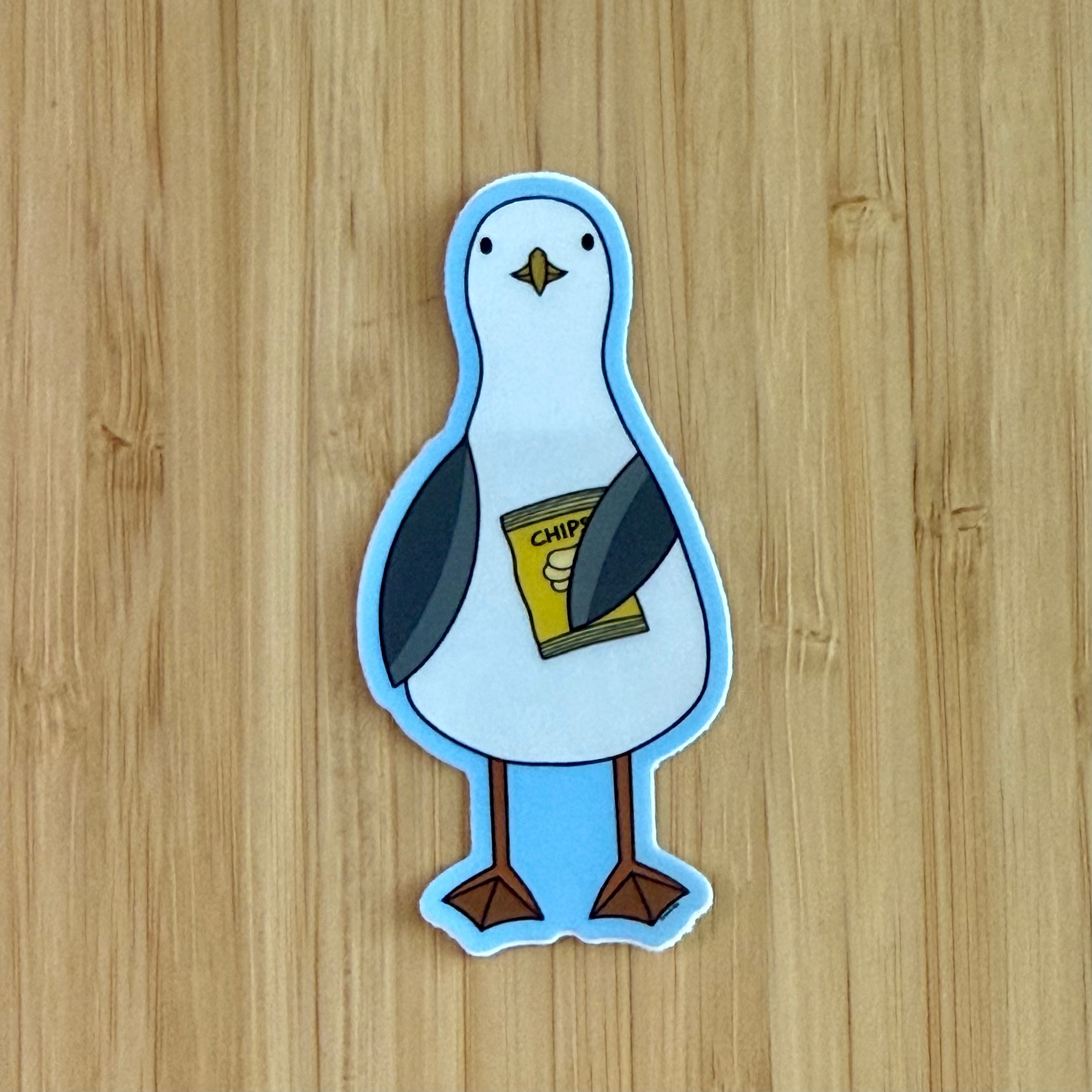 Seagull with chips sticker