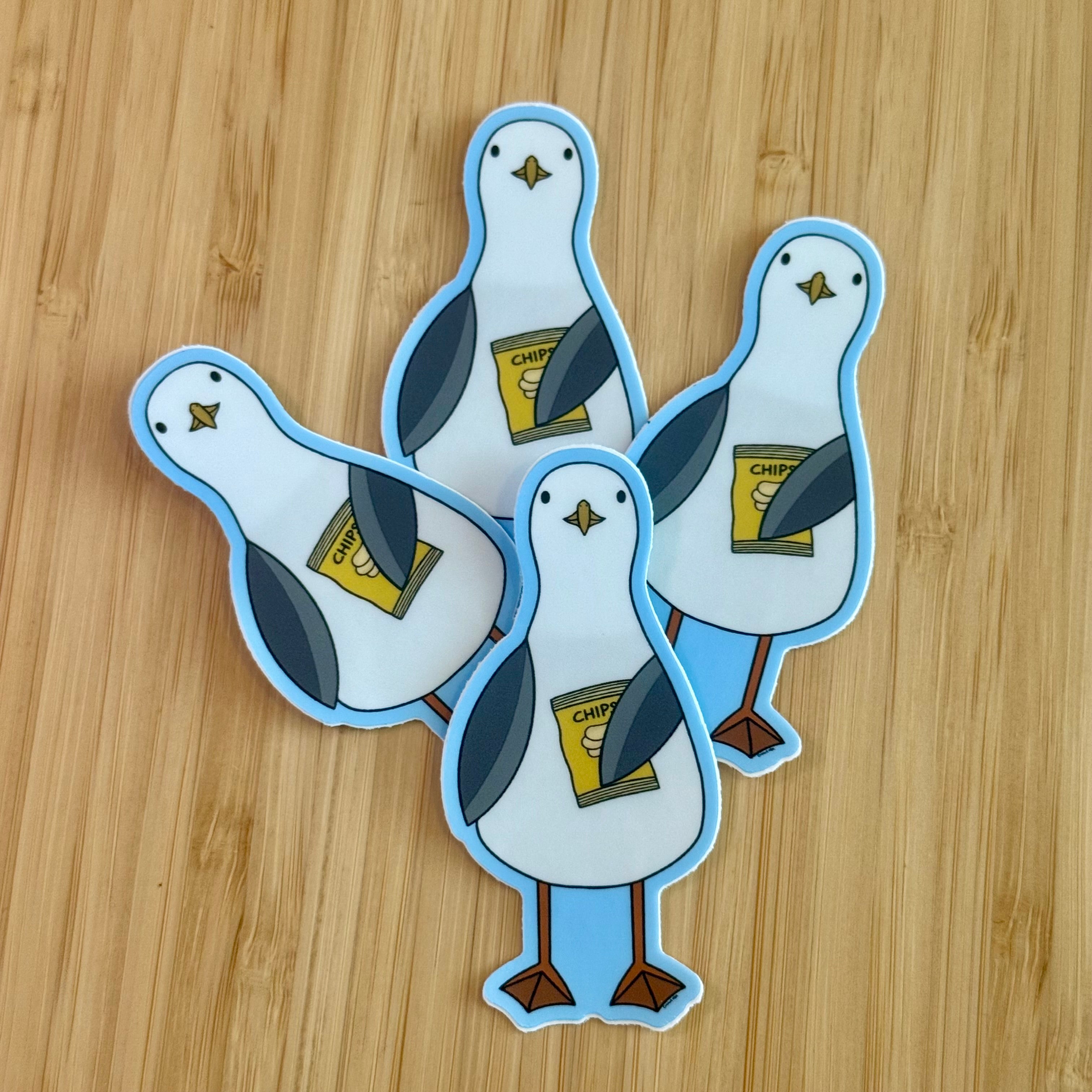 Seagull with chips sticker