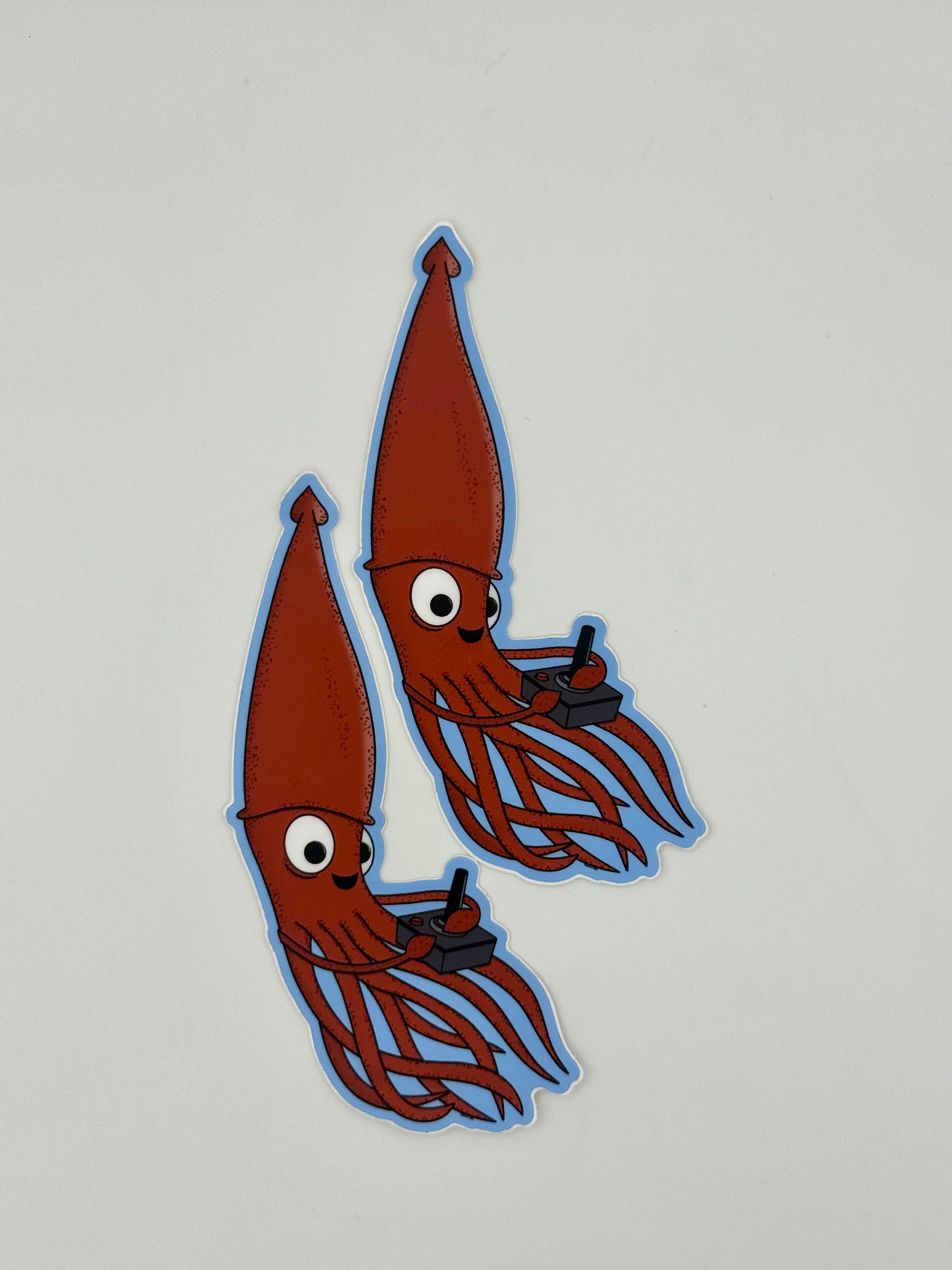 Squid with joy stick sticker