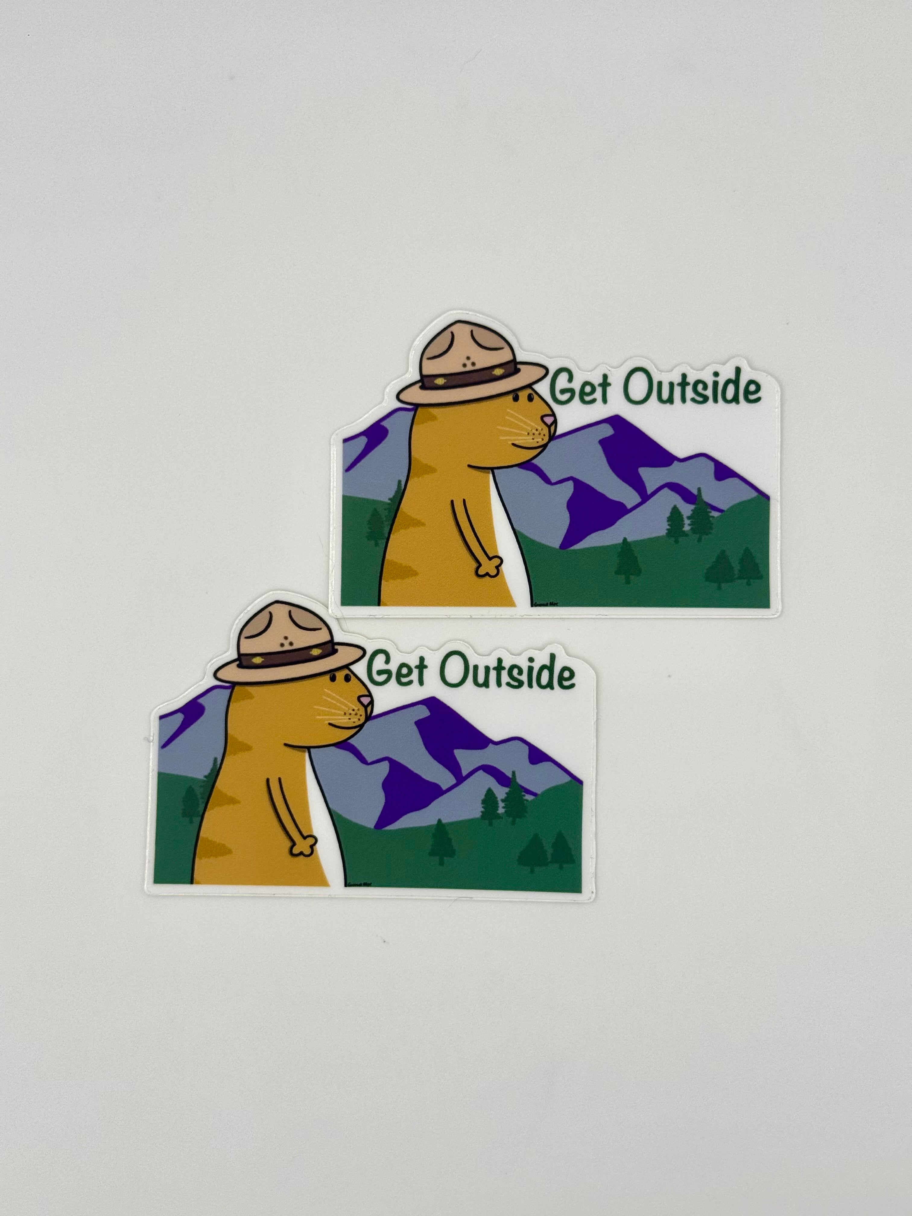 Get Outside Cat Sticker