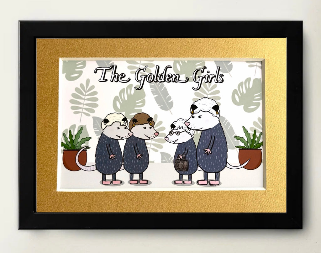 Mini Matted Golden Girl Opossums Print