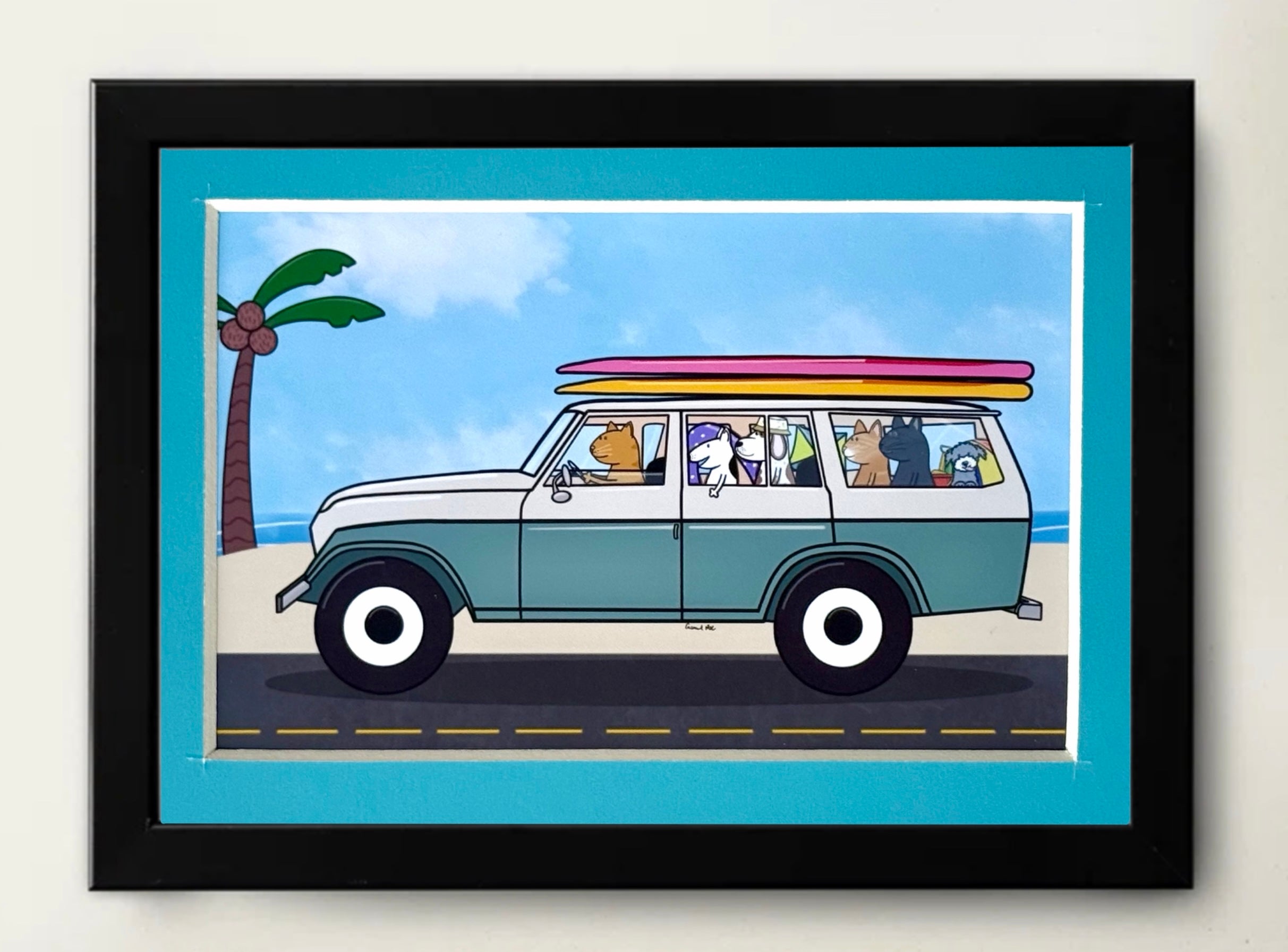Mini Matted Beach Gang Print