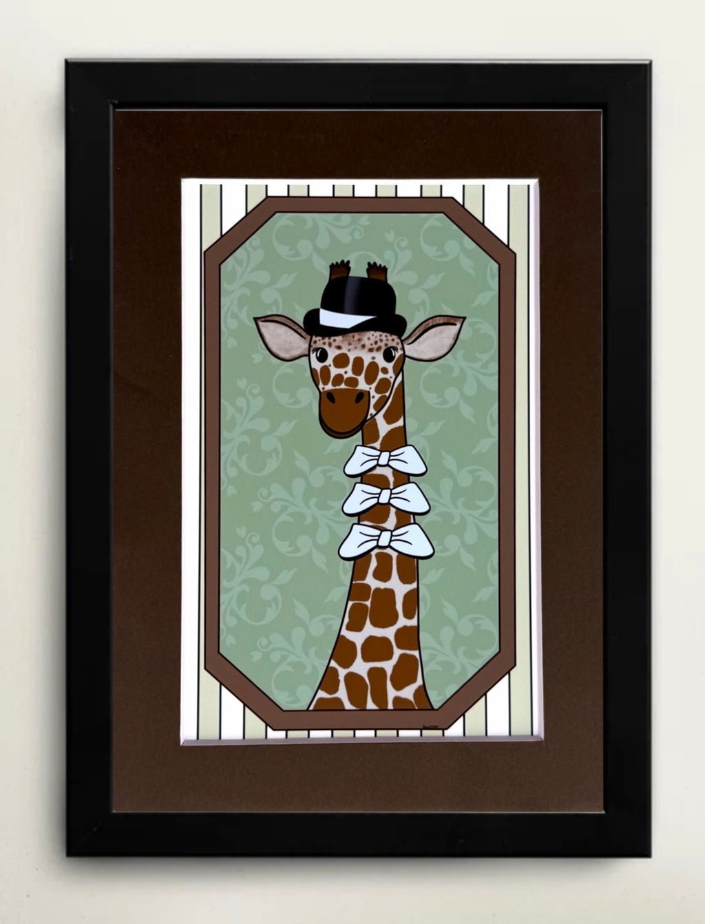 Mini Matted Victorian Giraffe Print
