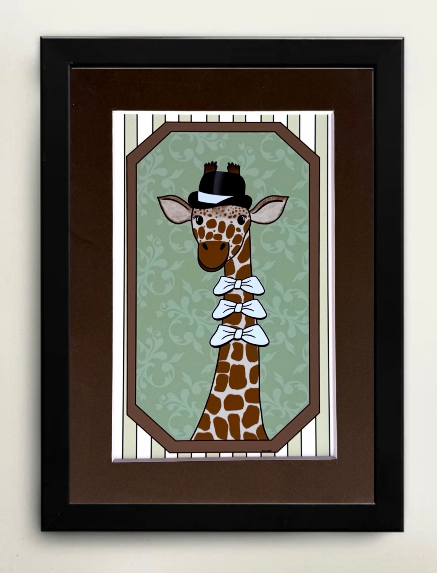 Mini Matted Victorian Giraffe Print