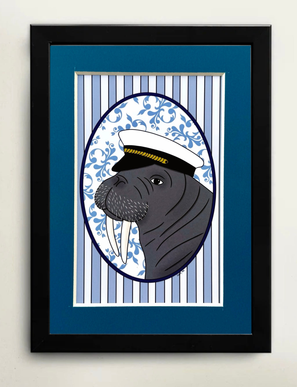 Mini Matted Victorian Walrus Print