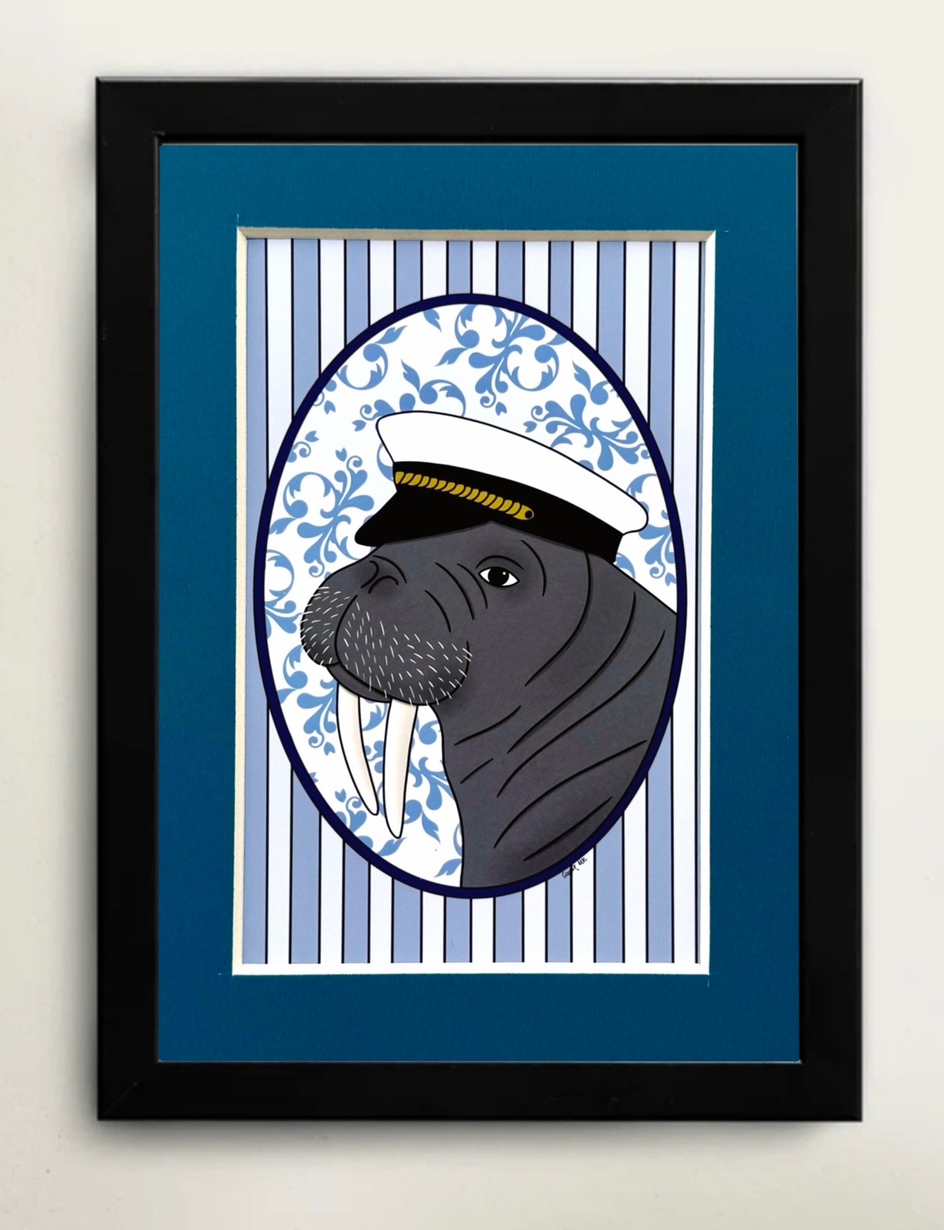 Mini Matted Victorian Walrus Print