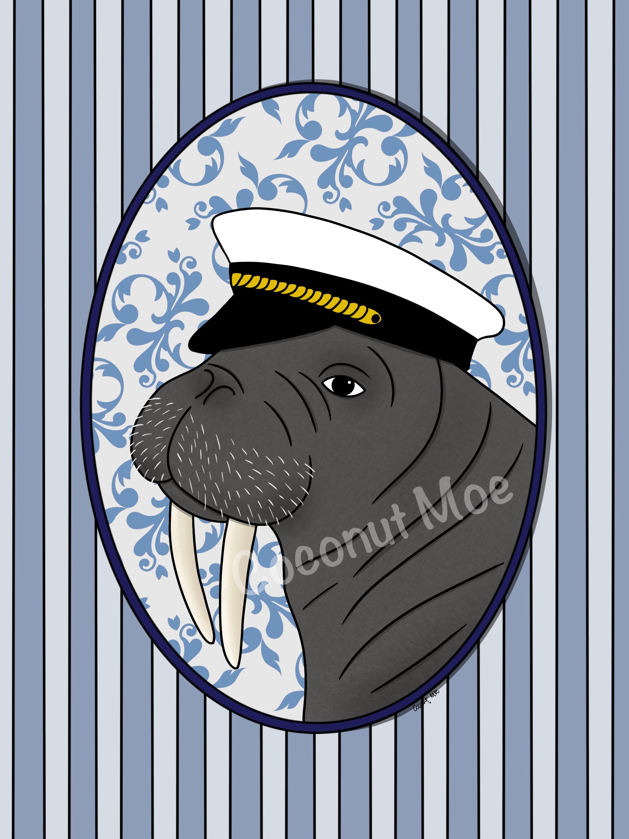 Mini Matted Victorian Walrus Print
