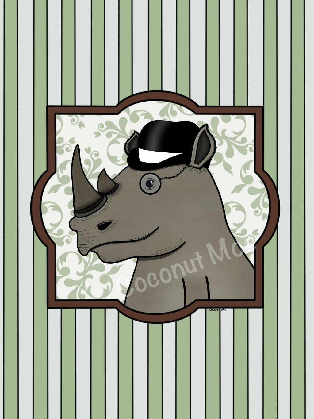 Mini Matted Victorian Rhino