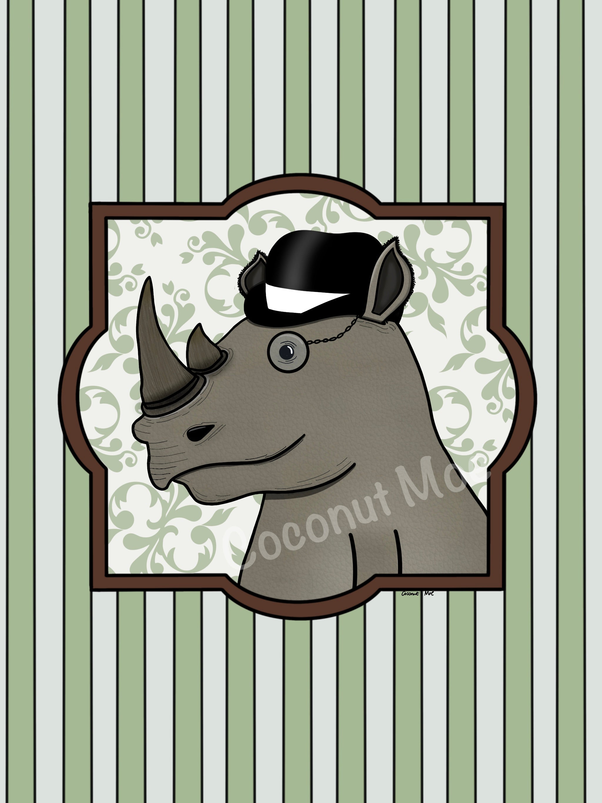 Mini Matted Victorian Rhino