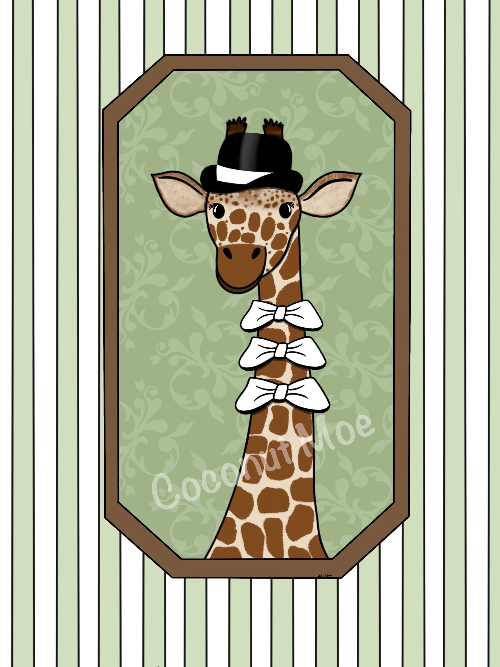 Mini Matted Victorian Giraffe Print
