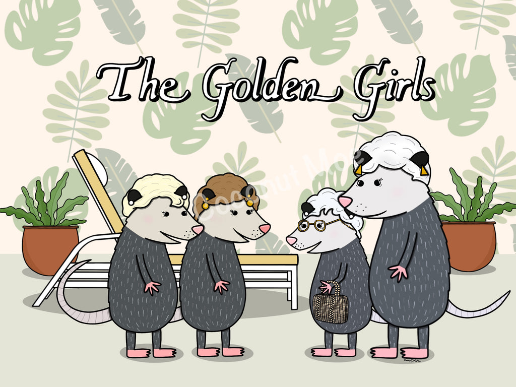 Mini Matted Golden Girl Opossums Print