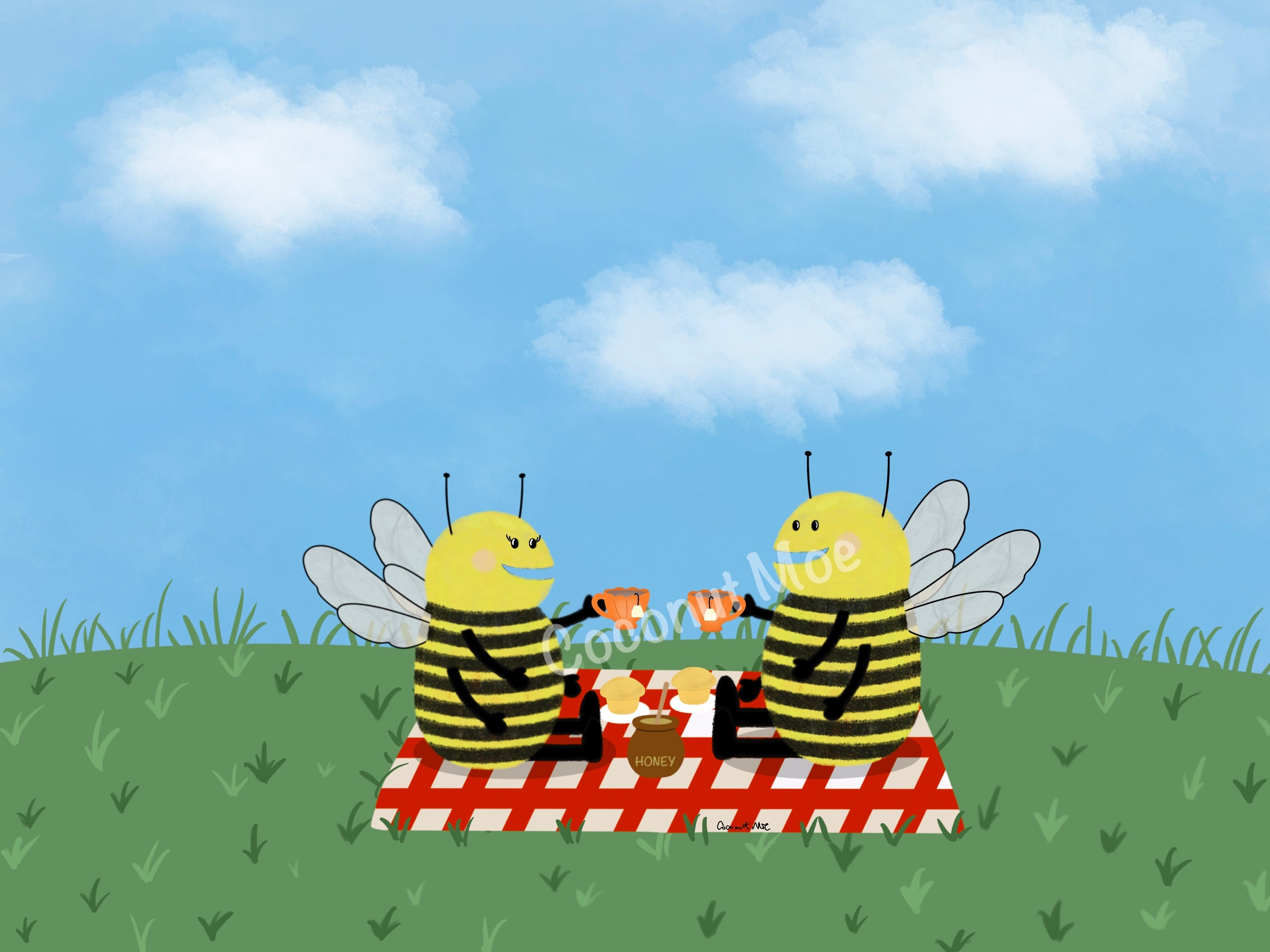 Mini Matted Bee Tea Print