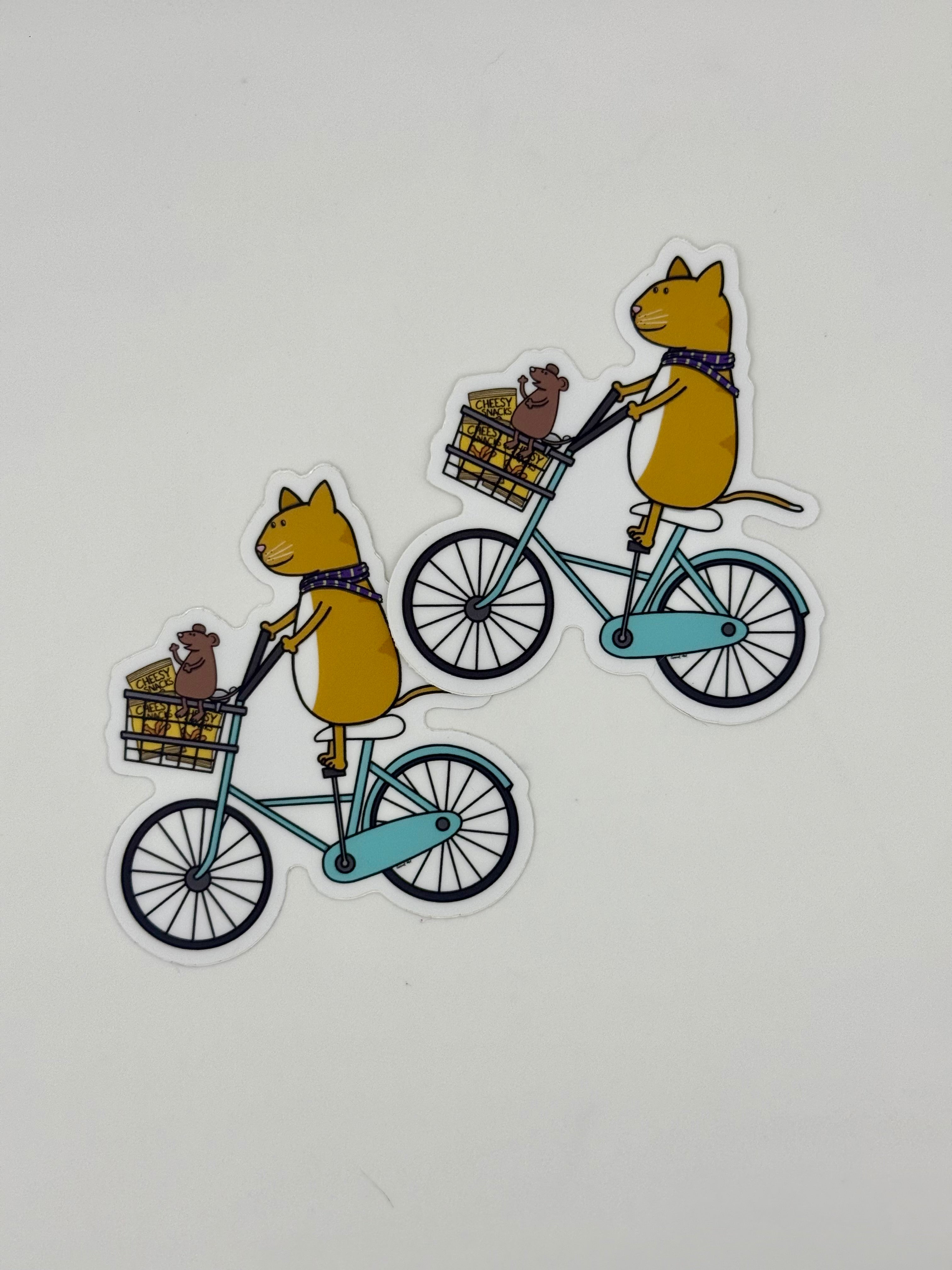 Biking Cat & Mouse Sticker