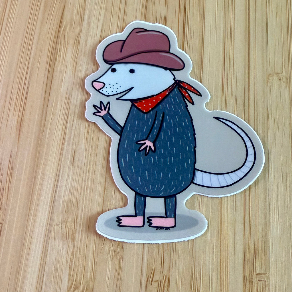 Cowboy Opossum Sticker