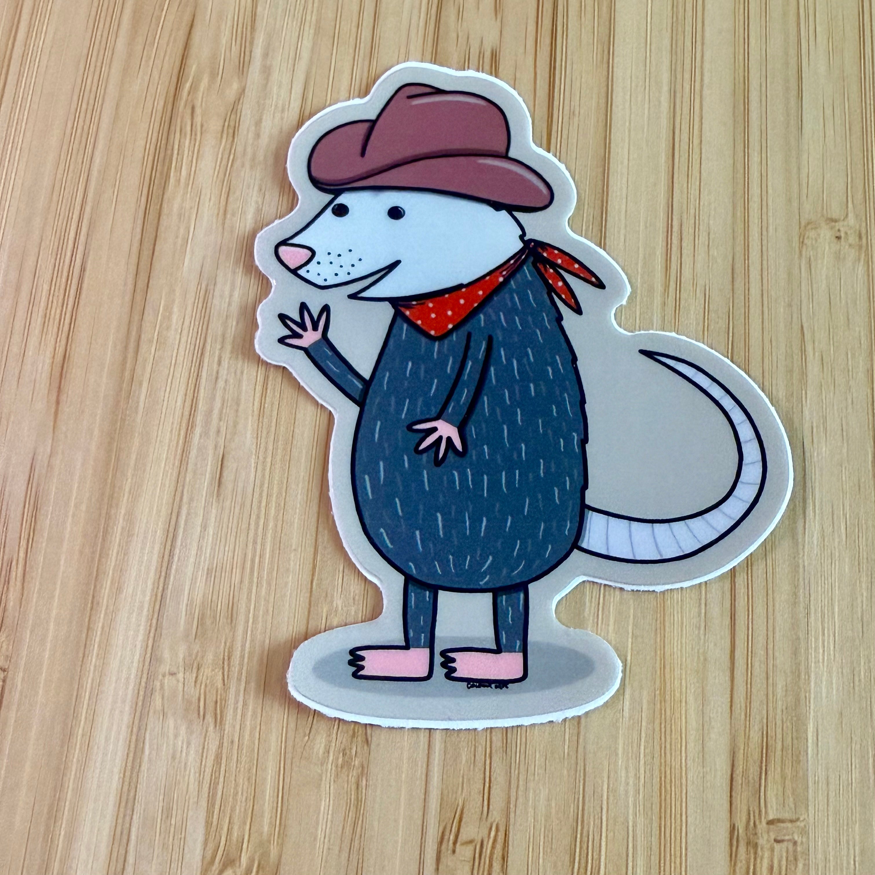 Cowboy Opossum Sticker