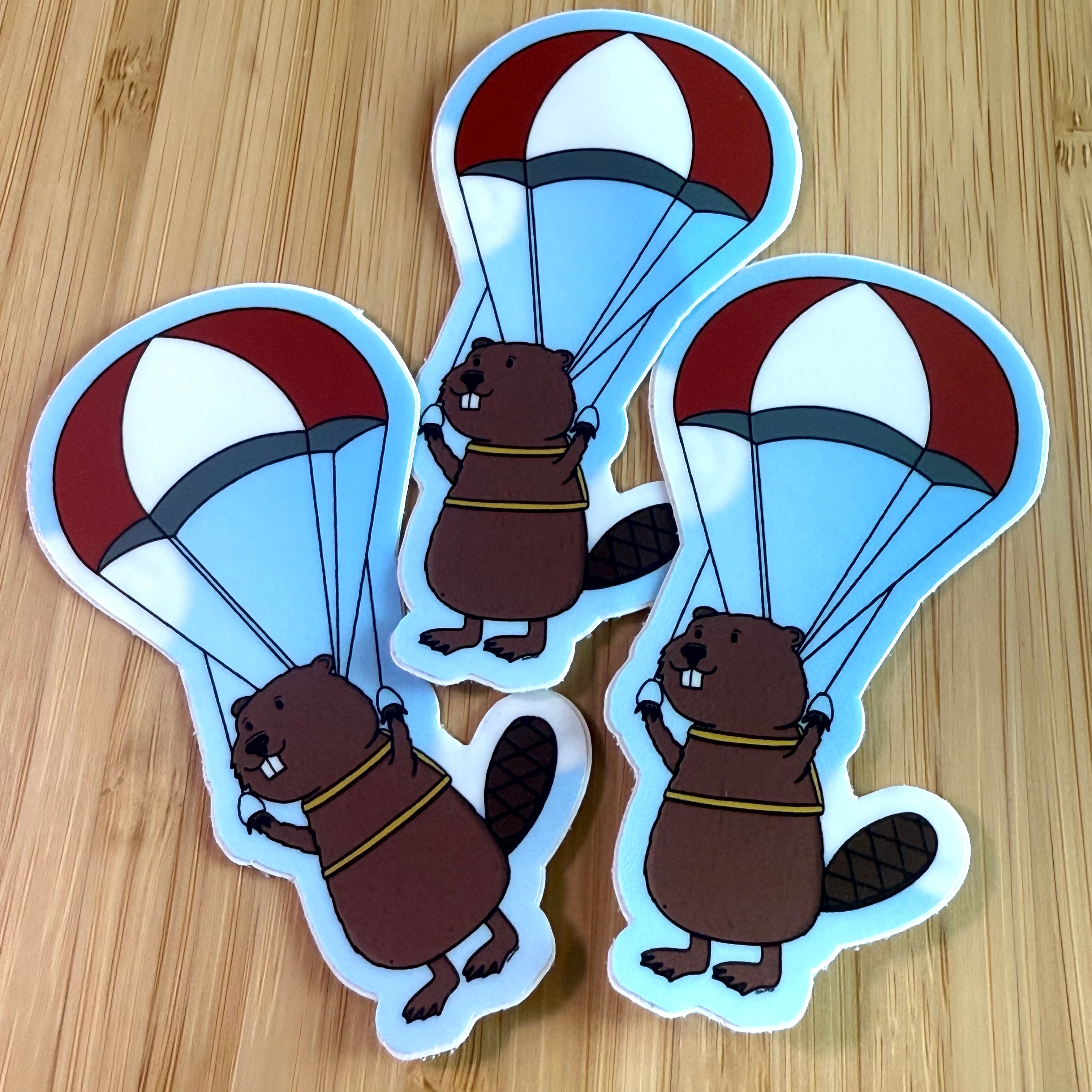 Parachuting Beaver sticker