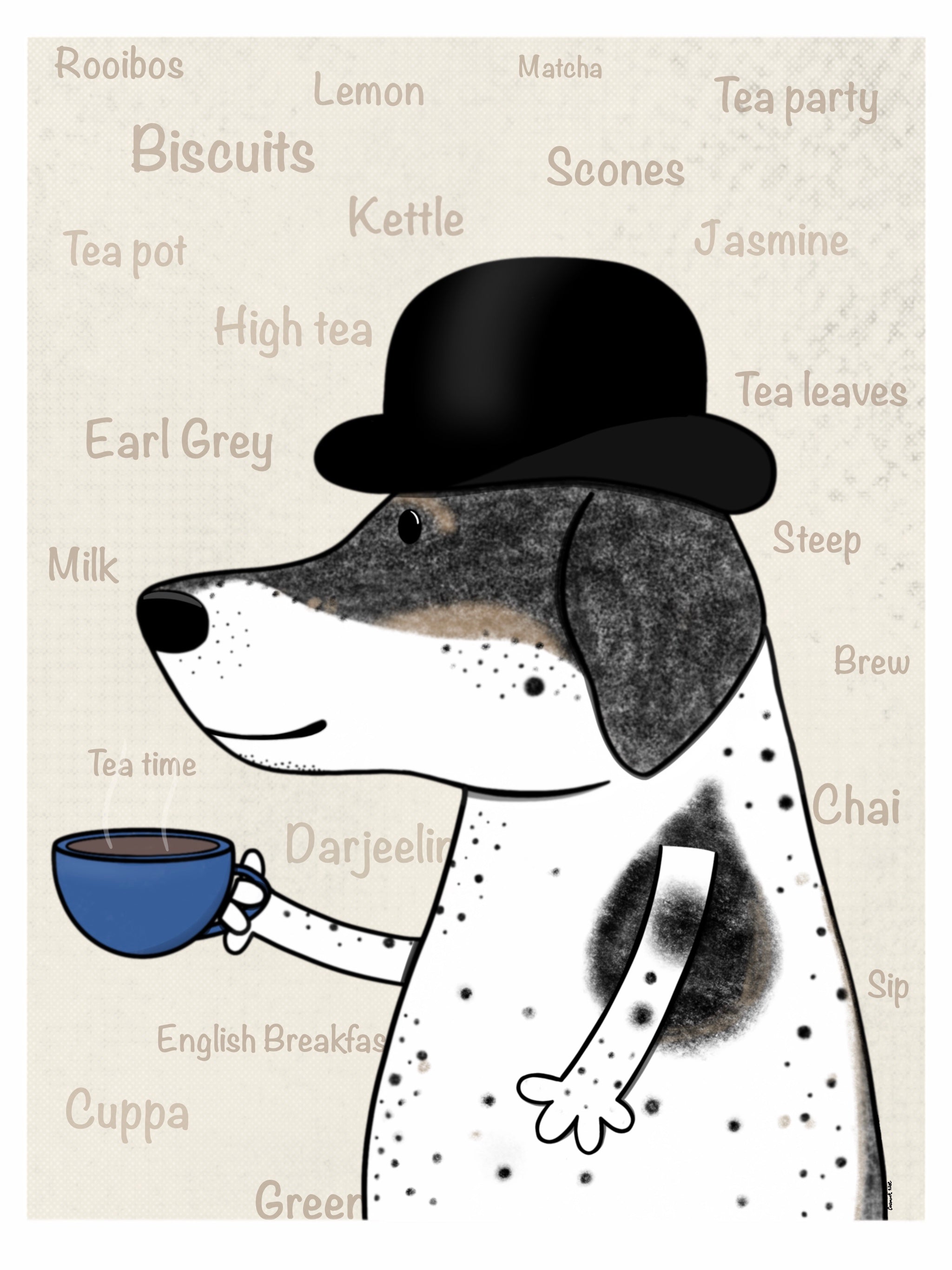 Tea dog print