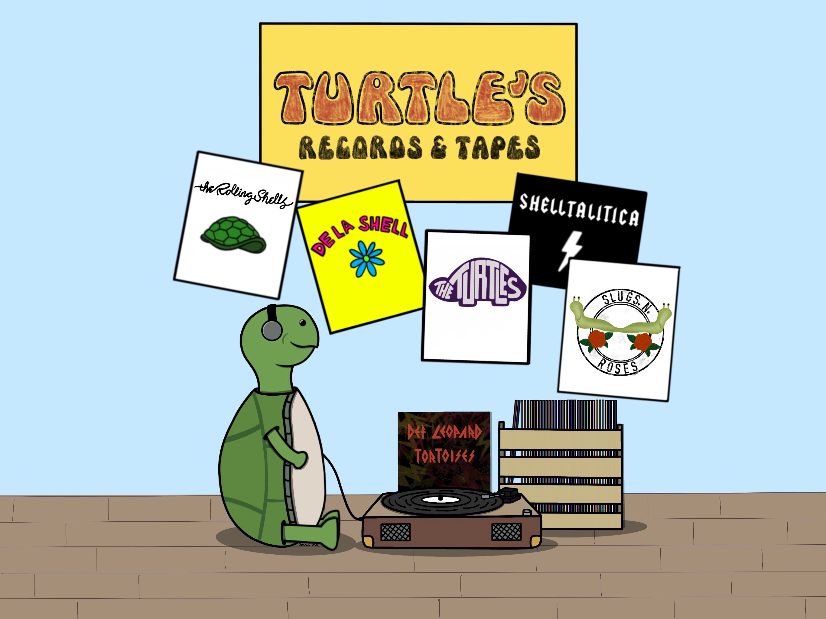 Turtle Record Player Print