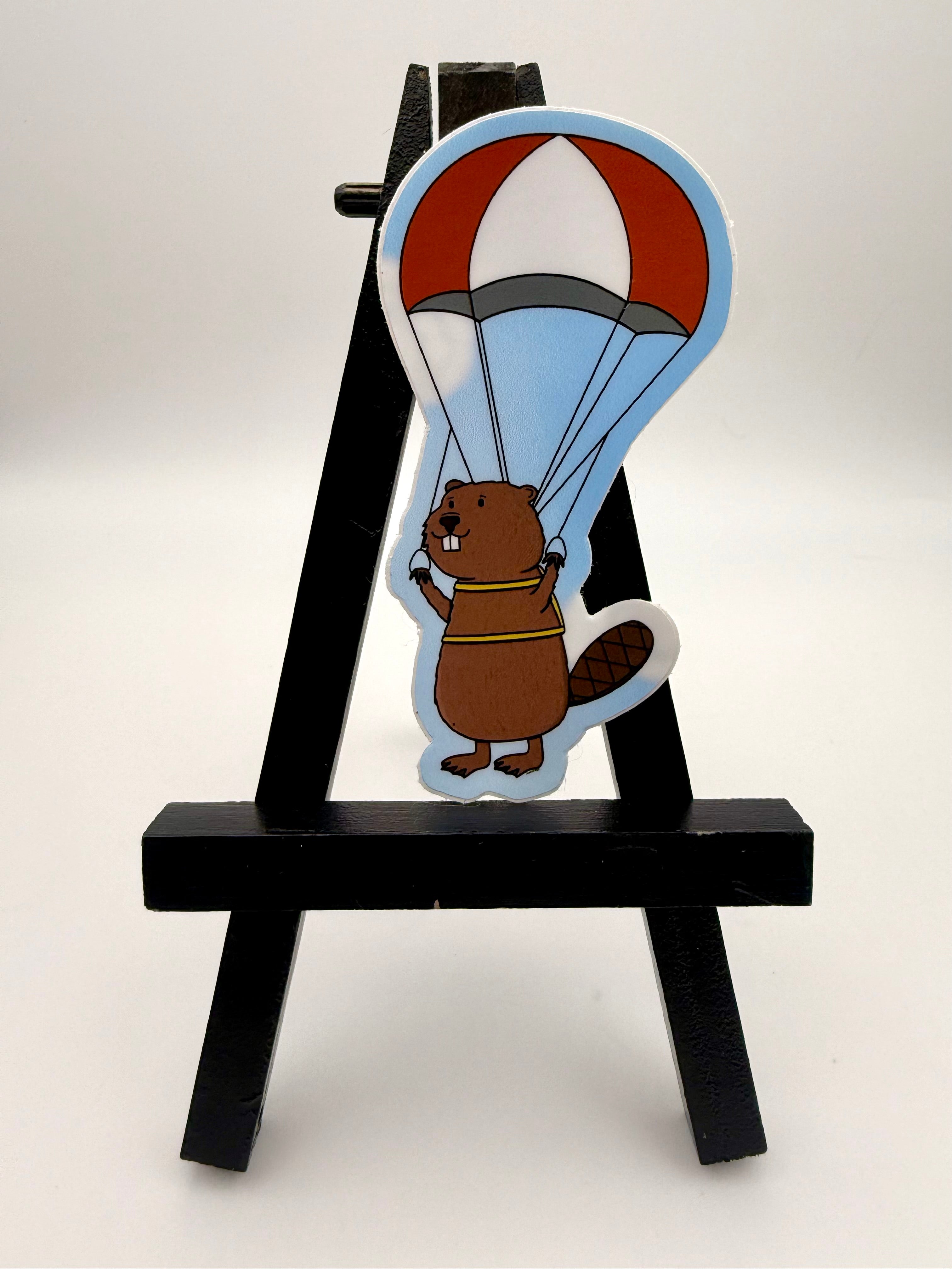 Parachuting Beaver sticker