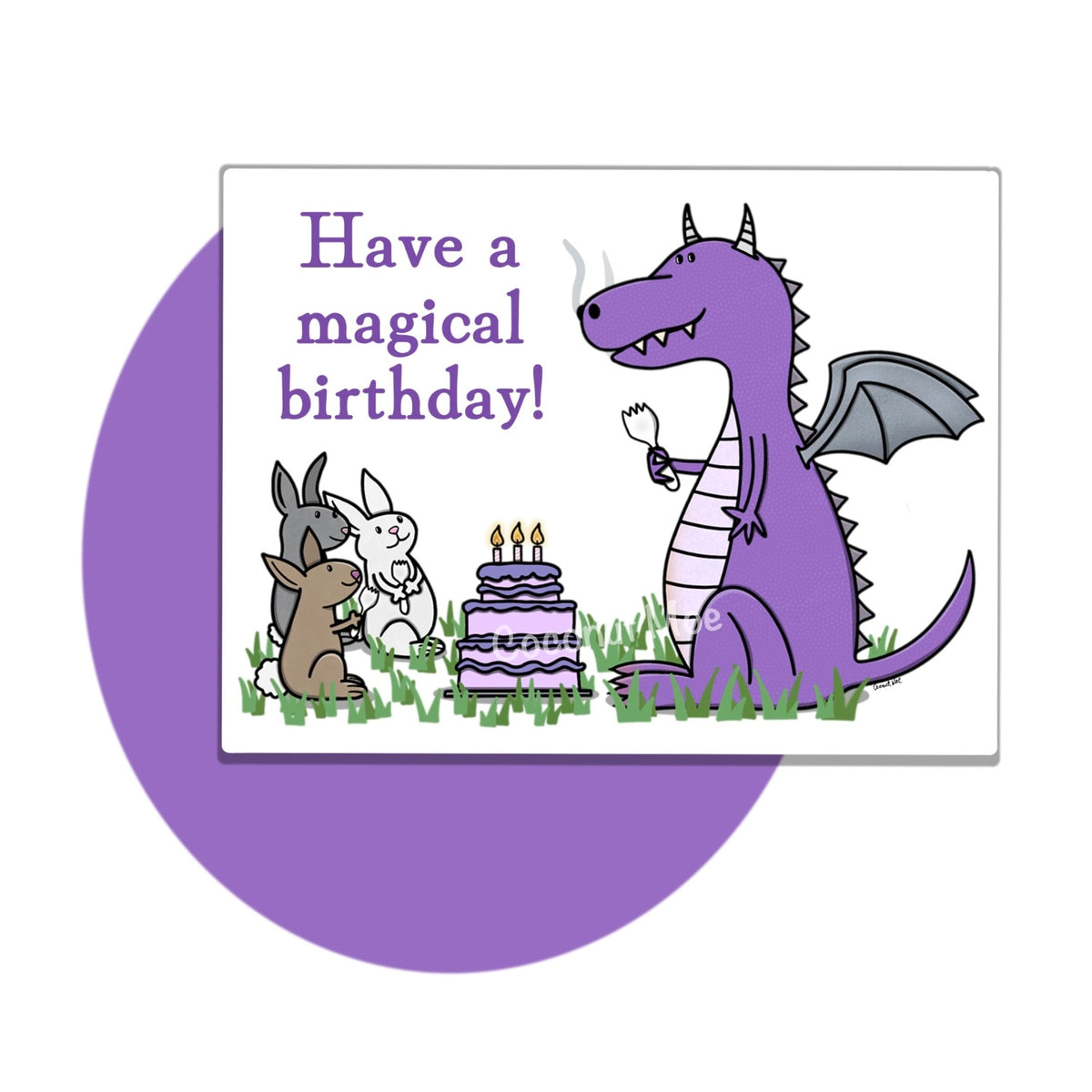 Dragon and Bunnies Birthday Card