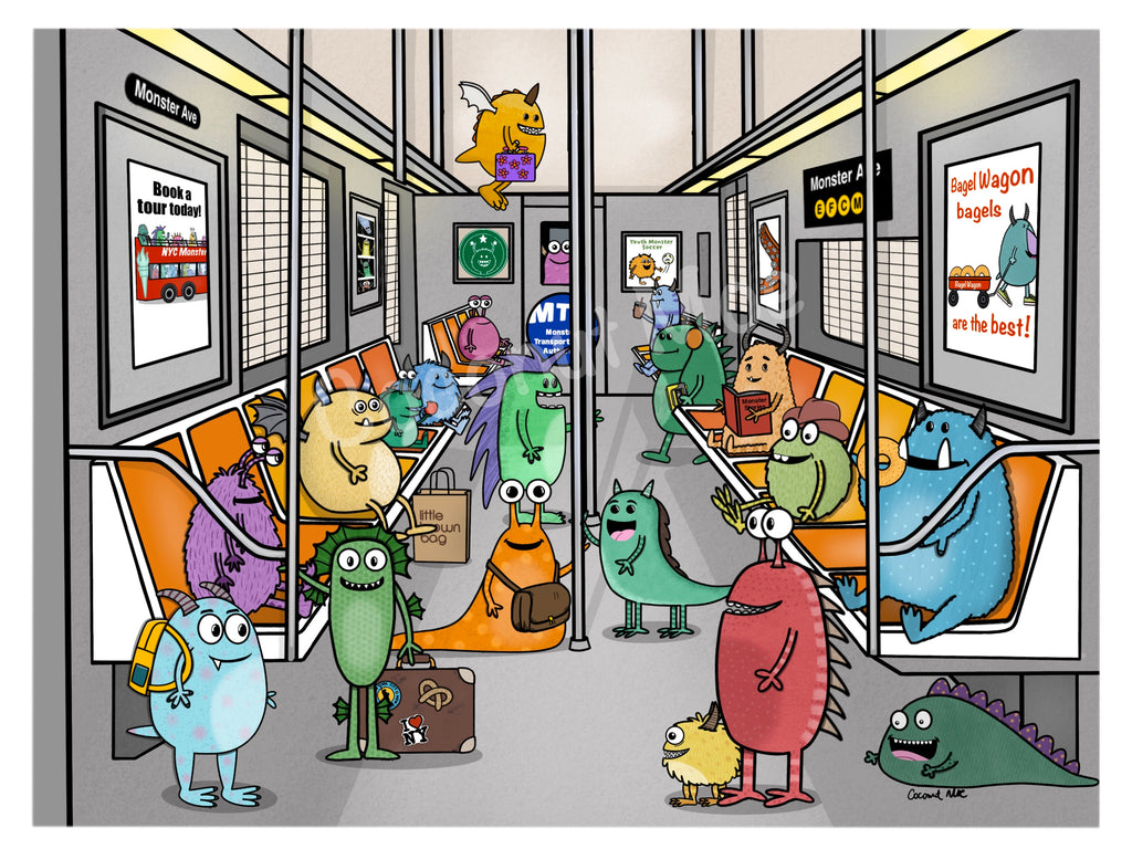 New York City Monster Subway Print