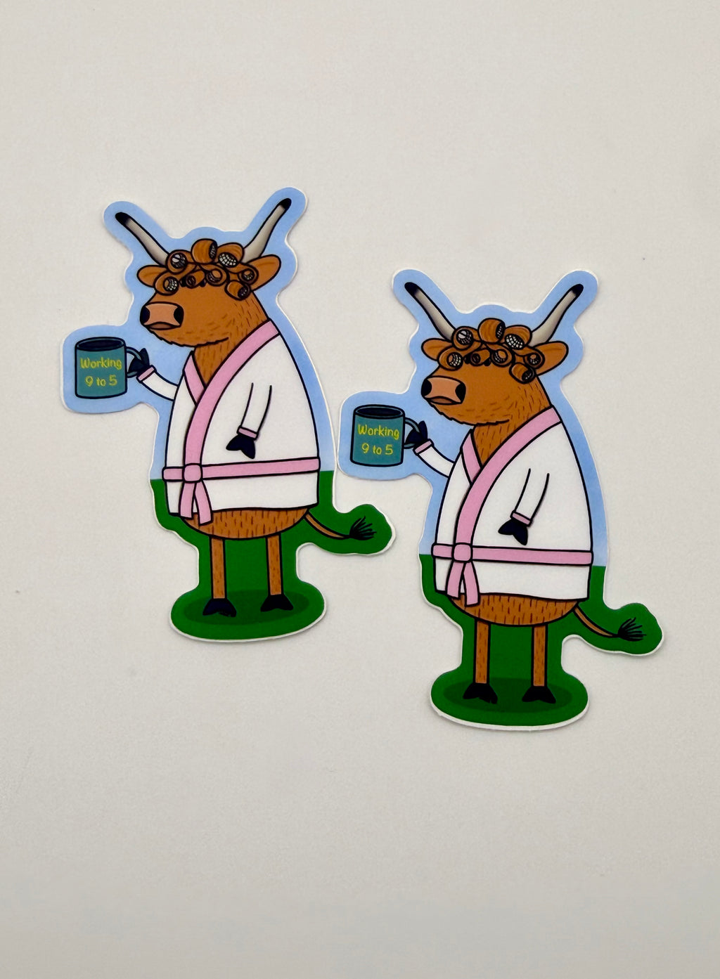 Highland Cow in rollers Sticker
