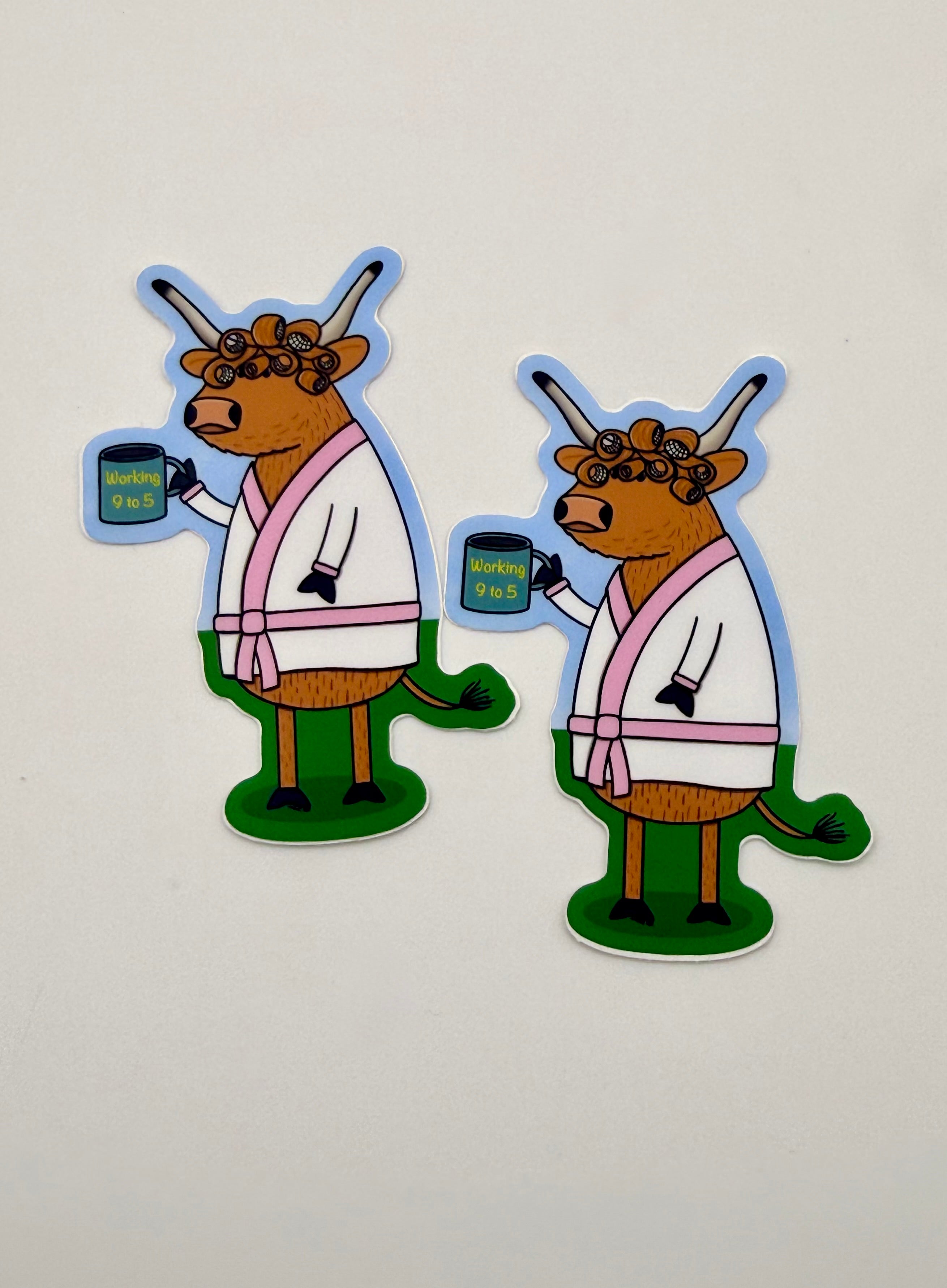 Highland Cow in rollers Sticker