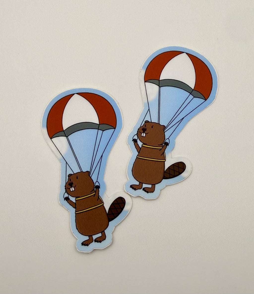 Parachuting Beaver sticker