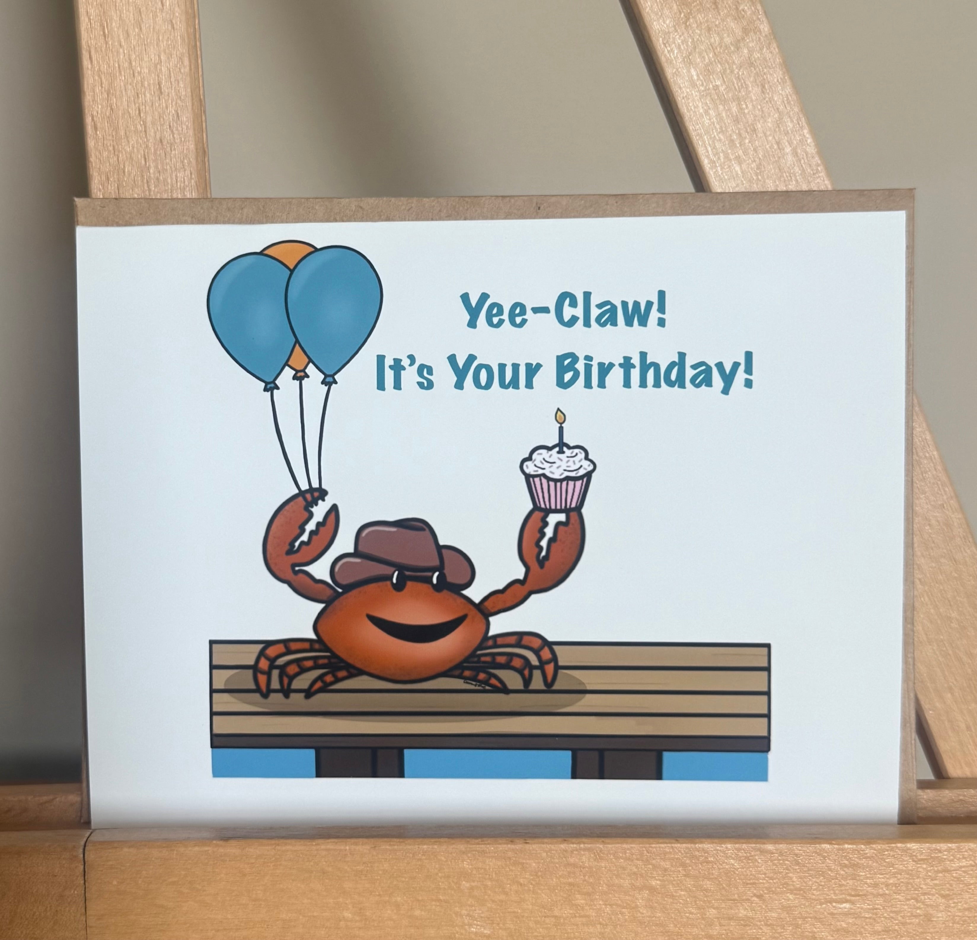 Cowboy Crab Birthday Card