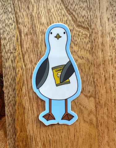 Seagull with chips sticker