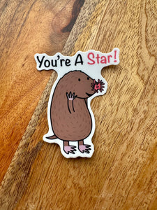 Star-nosed Mole “You’re a Star” sticker
