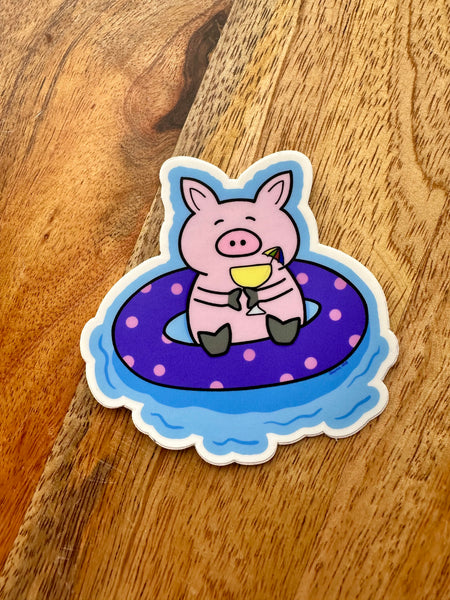 Bert Pig in the Pool Sticker