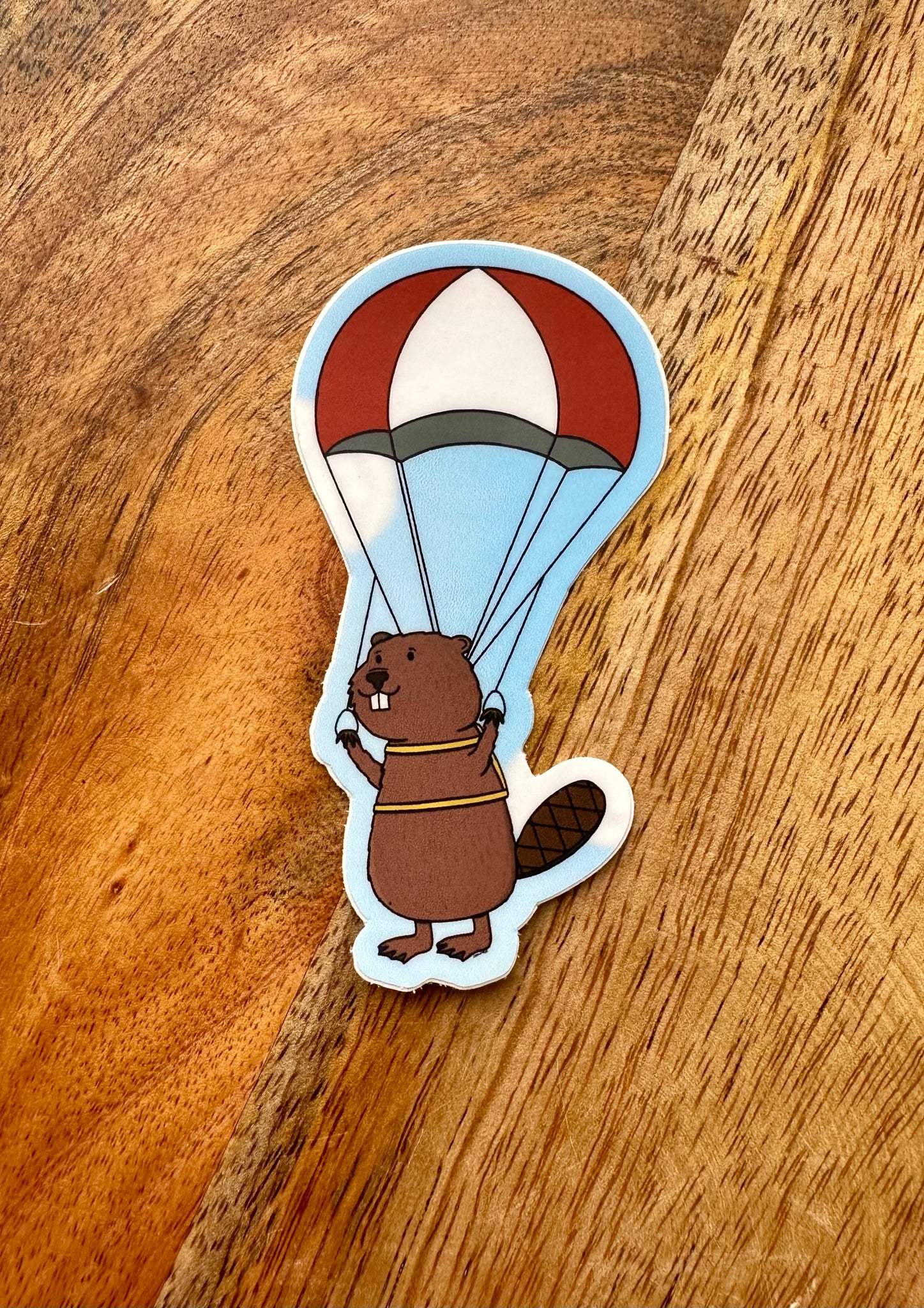 Parachuting Beaver sticker
