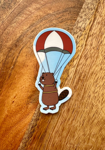 Parachuting Beaver sticker